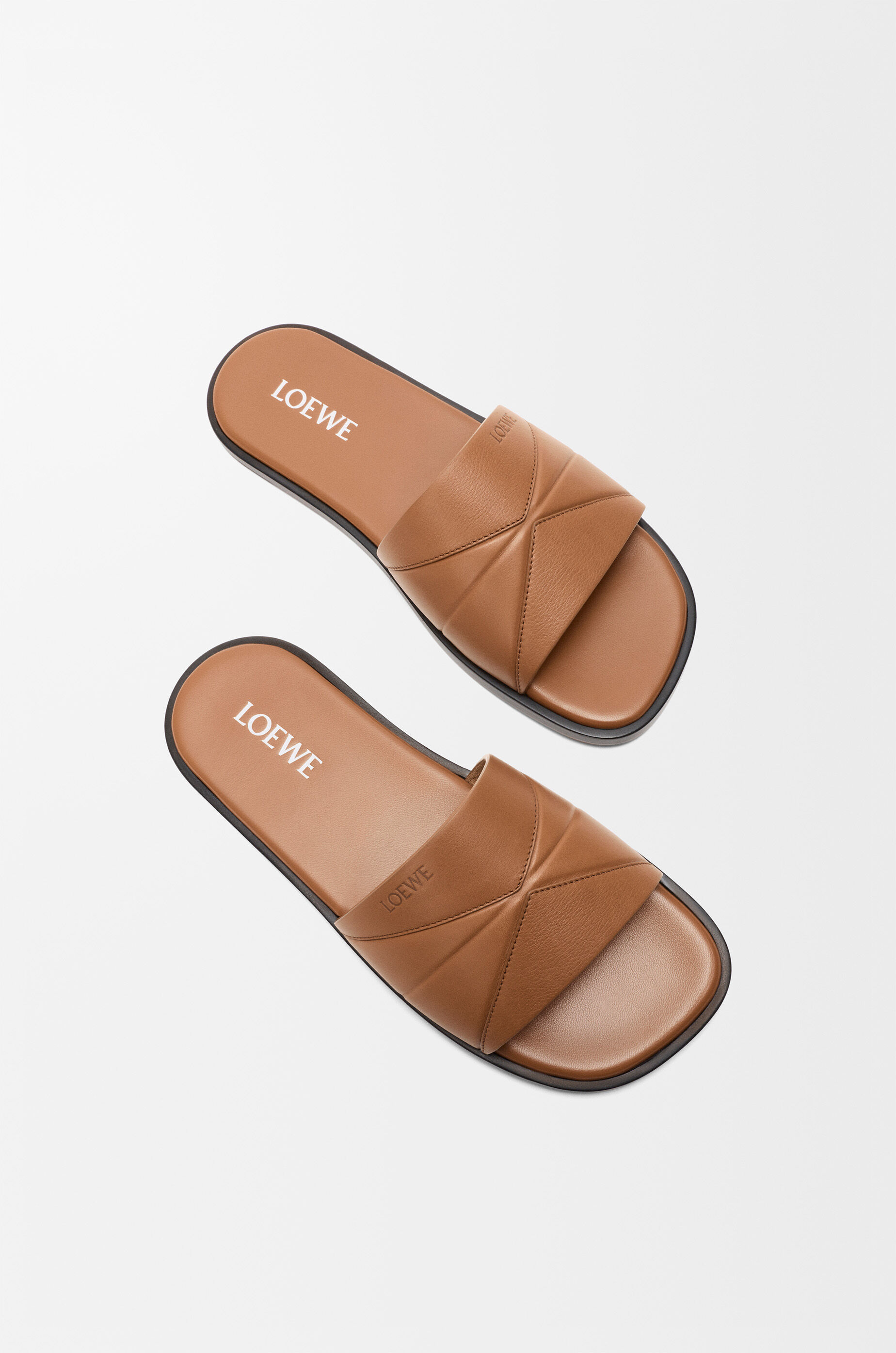 LOEWE Origami slide in soft calfskin Mocha