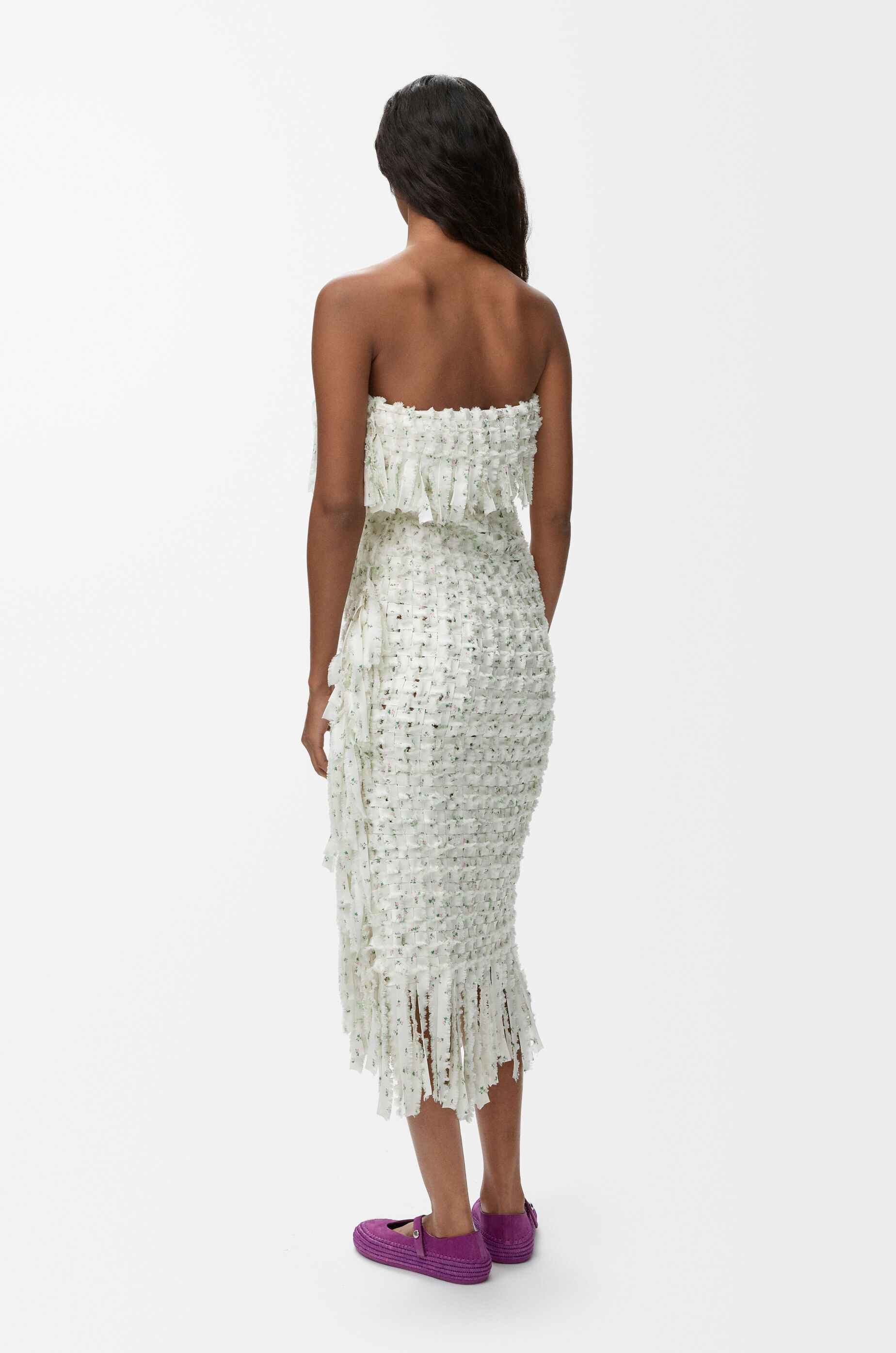 LOEWE Dress in silk White/Pink