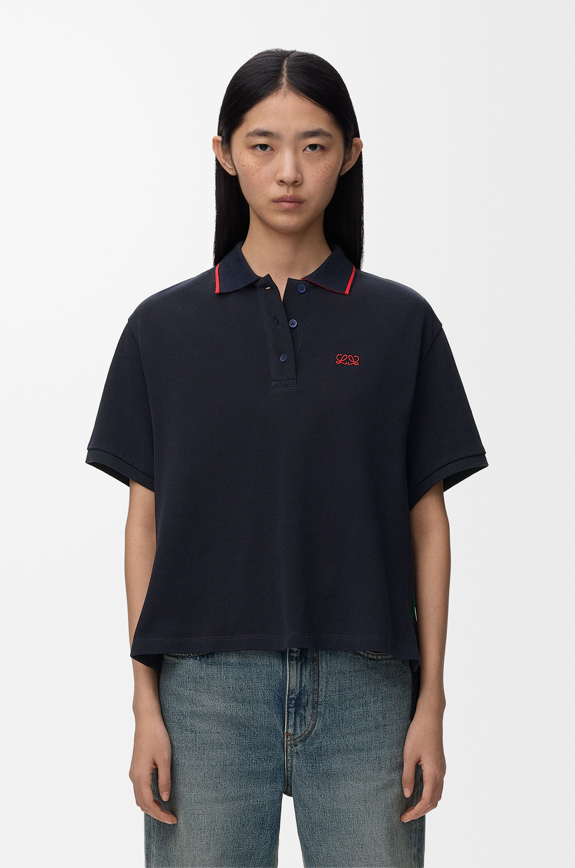 LOEWE Polo in cotton Navy Blue