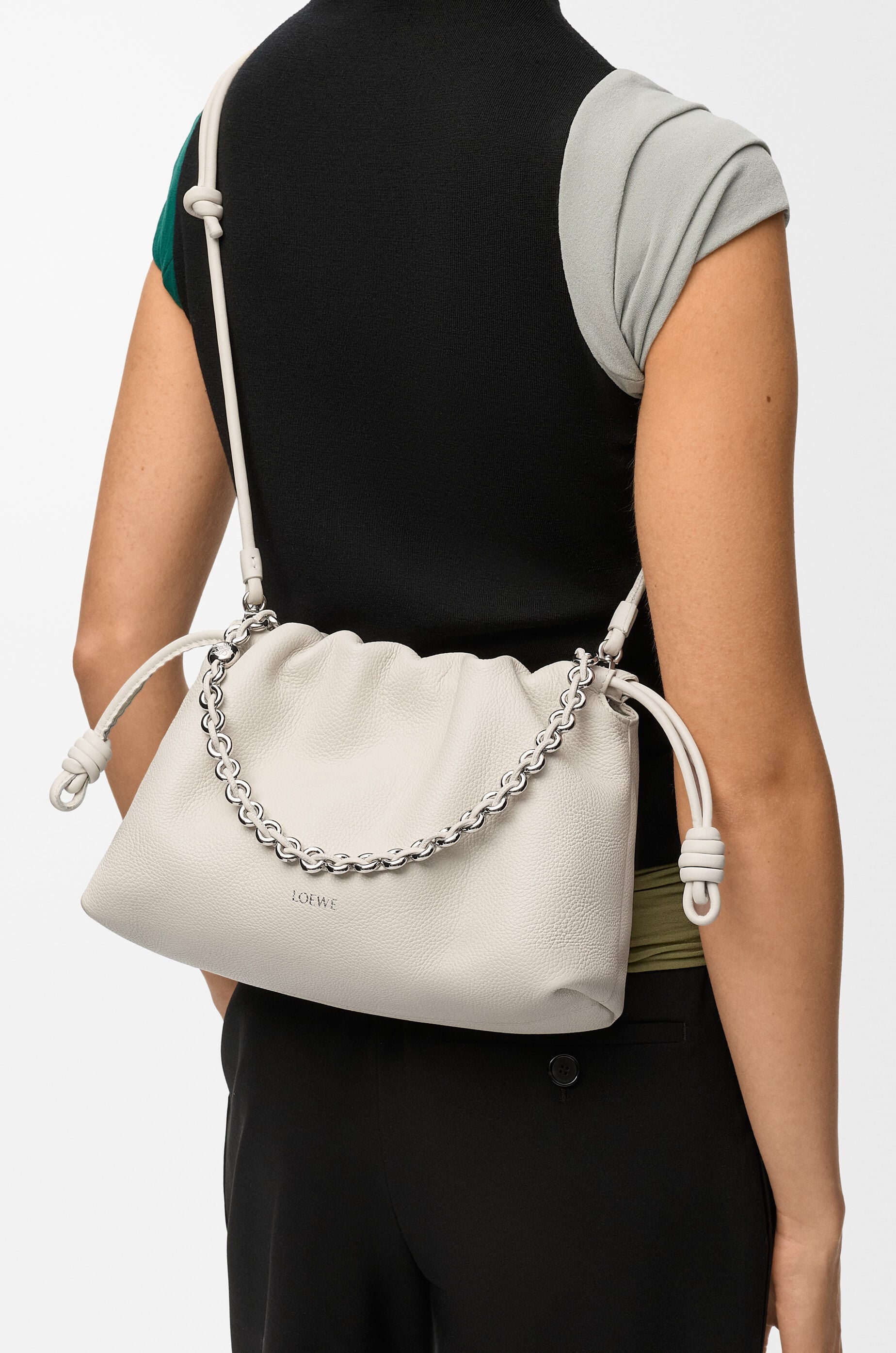 LOEWE Medium Flamenco purse in fine grained calfskin Soft White