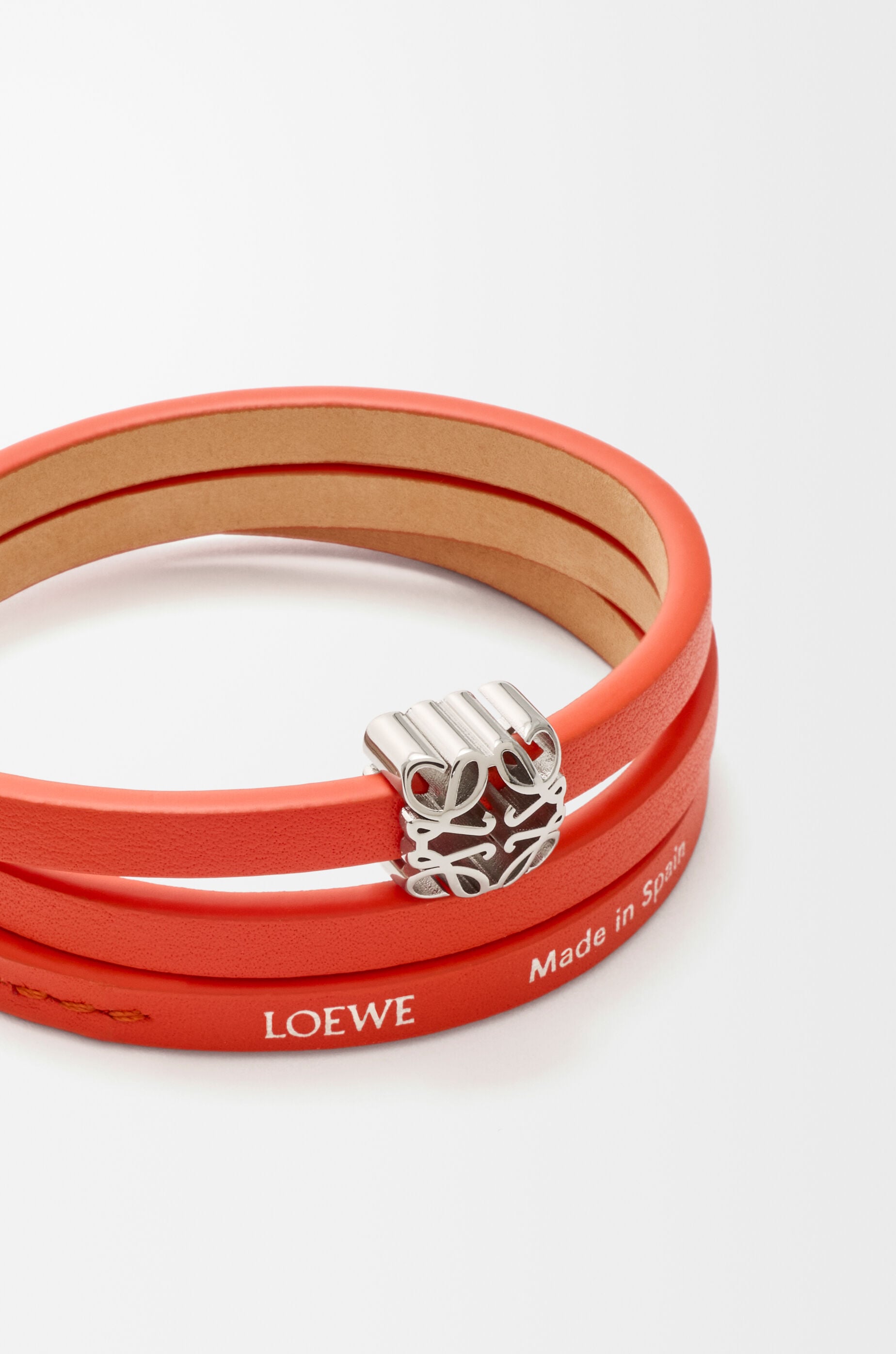 LOEWE Anagram Bombé twist bracelet in calfskin Sunrise Orange