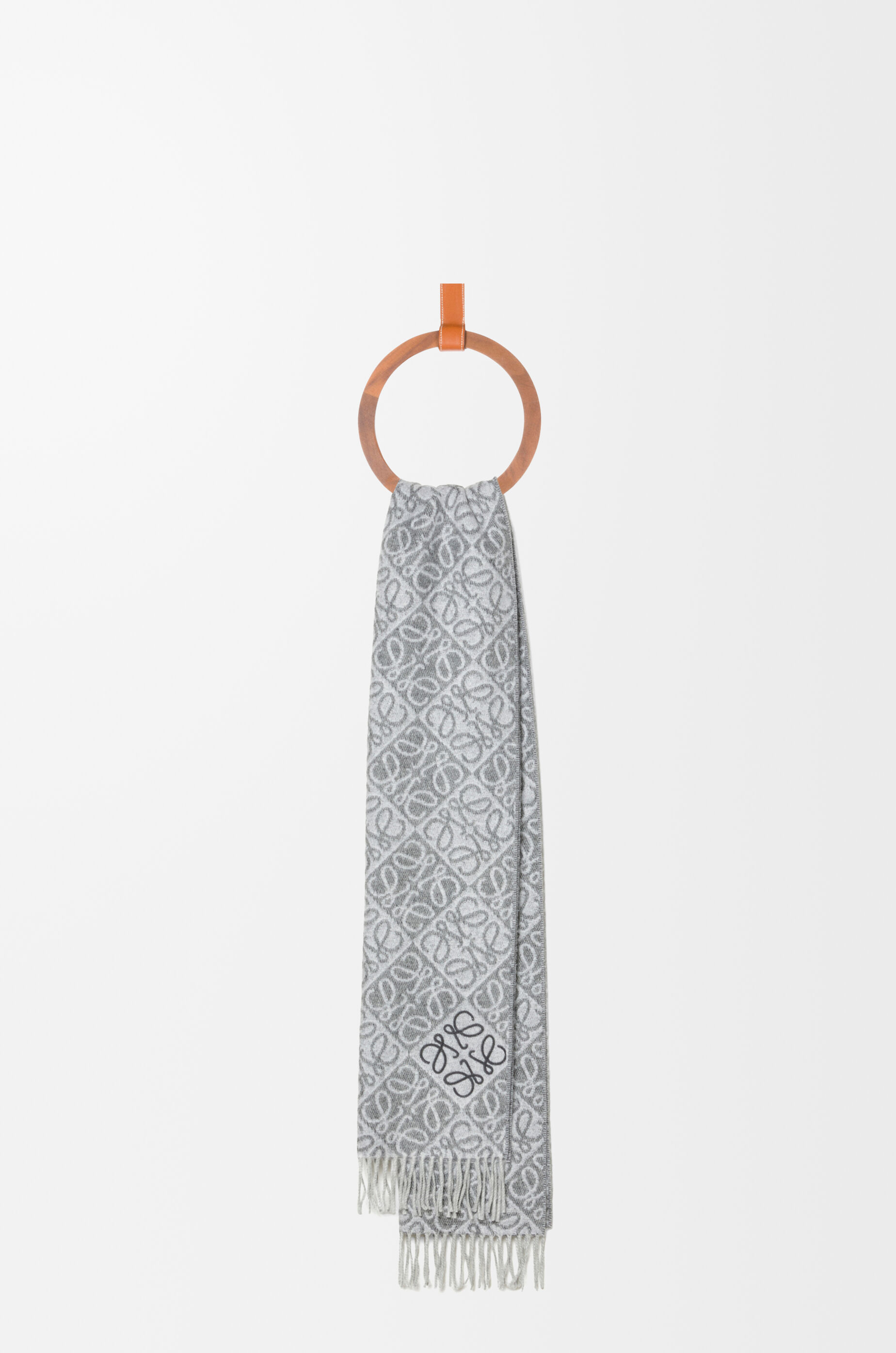 LOEWE Anagram scarf in wool and cashmere Grey