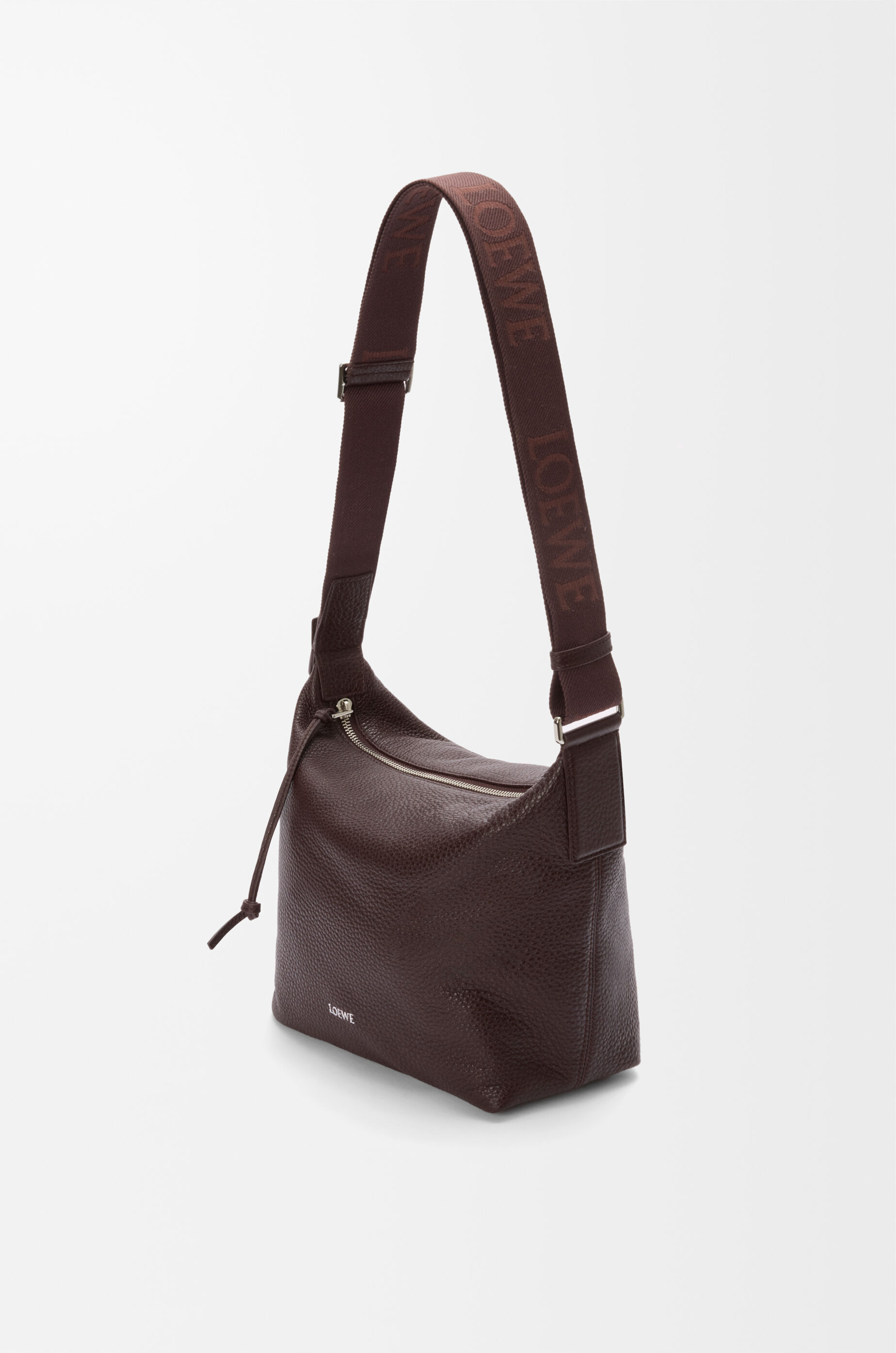 LOEWE Small Cubi crossbody bag in supple grained calfskin Oxblood