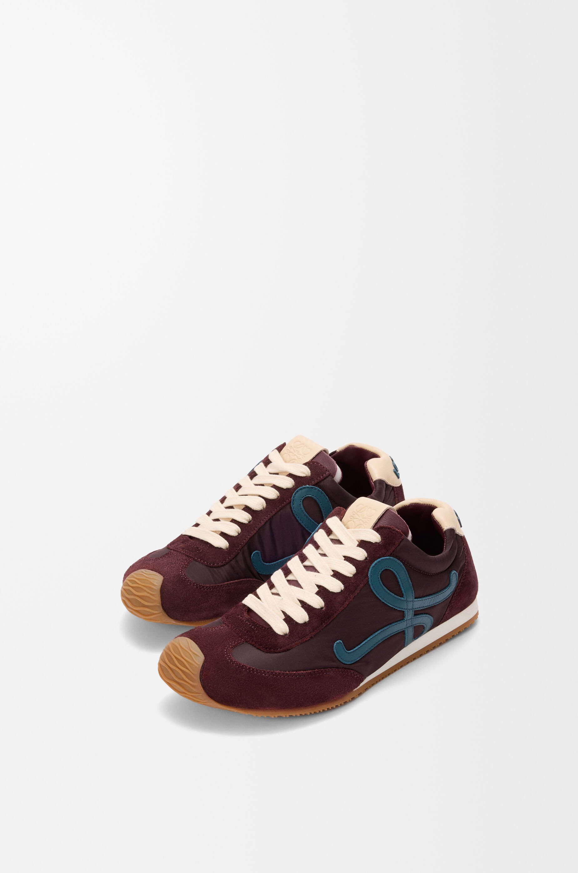 LOEWE Ballet Runner 2.0 in nylon and calfskin Burgundy/Duck Blue/Dough
