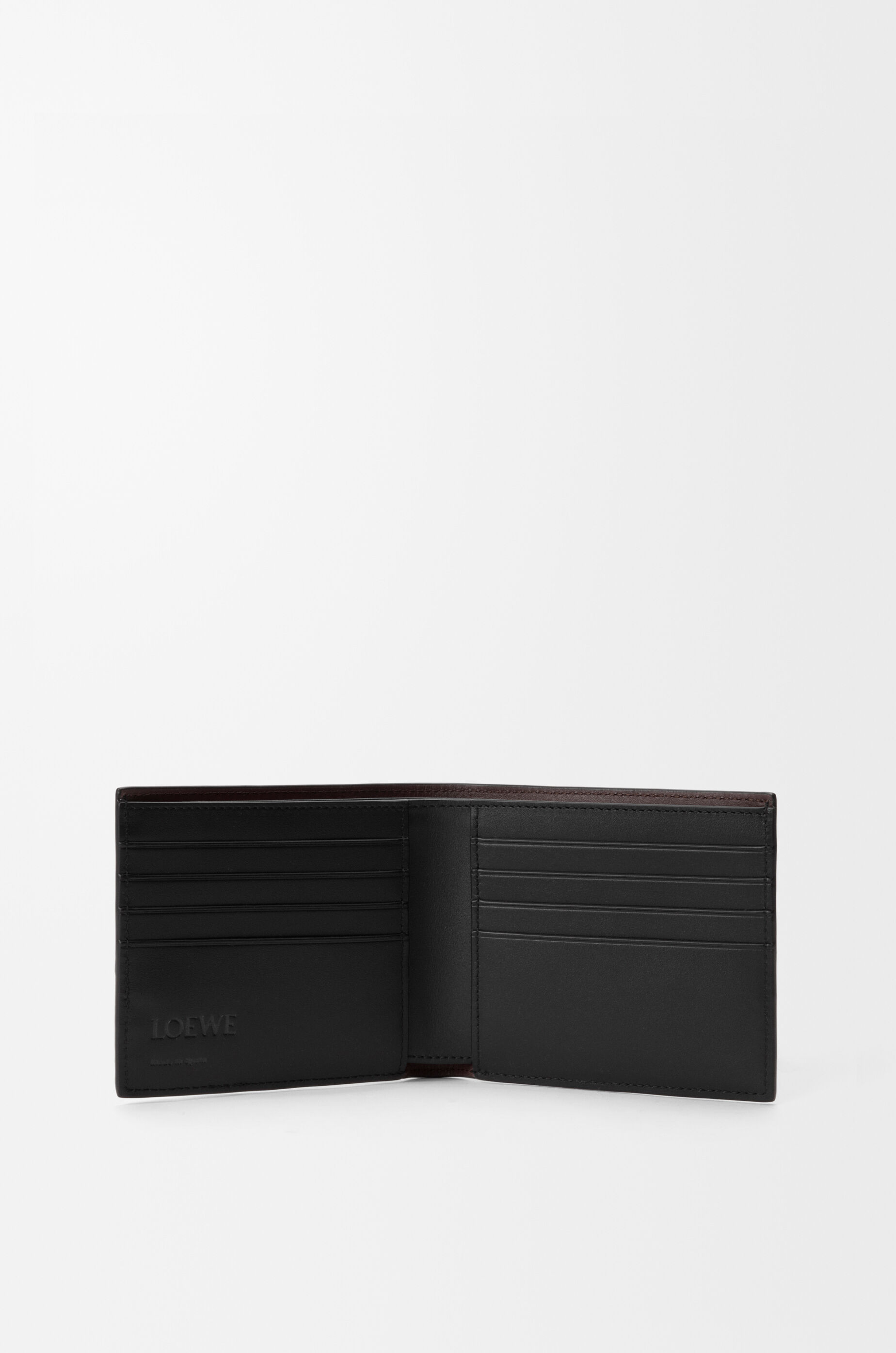 LOEWE Switch bifold wallet in supple grained calfskin and suede Black/Espresso