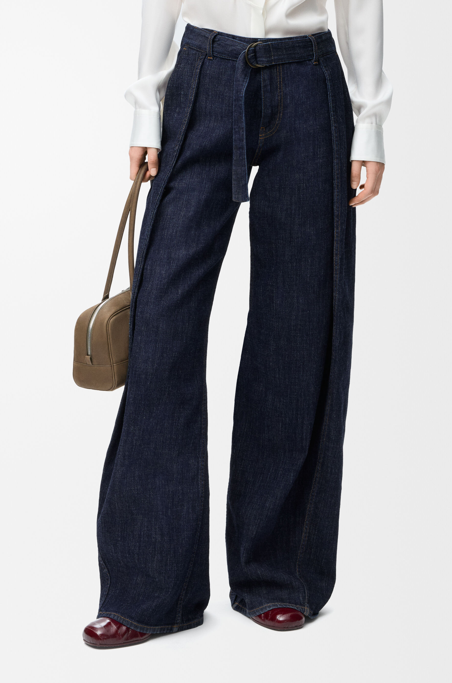 LOEWE Belted jeans in denim Indigo Blue