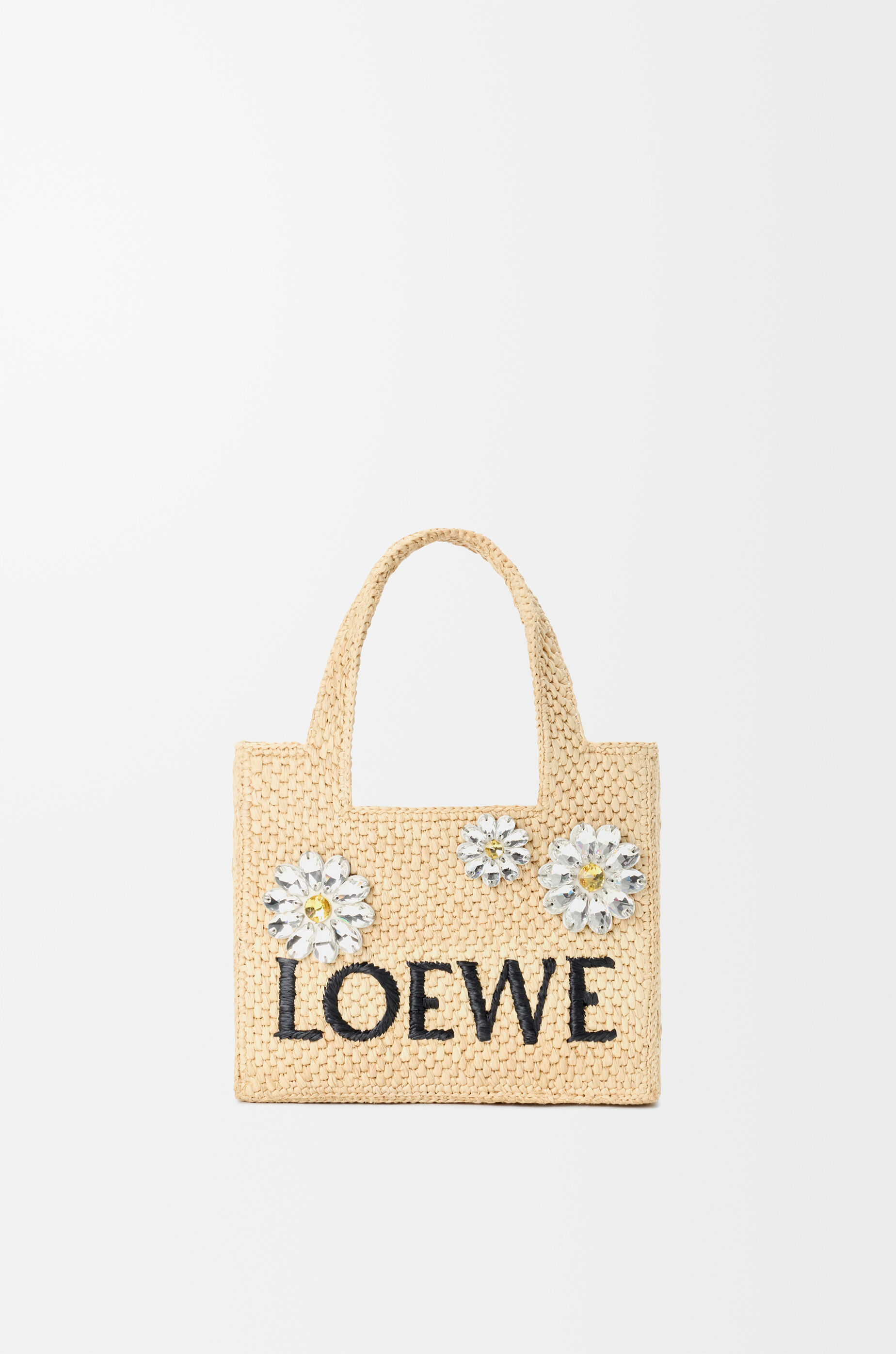 LOEWE Mini LOEWE Font tote in raffia Natural