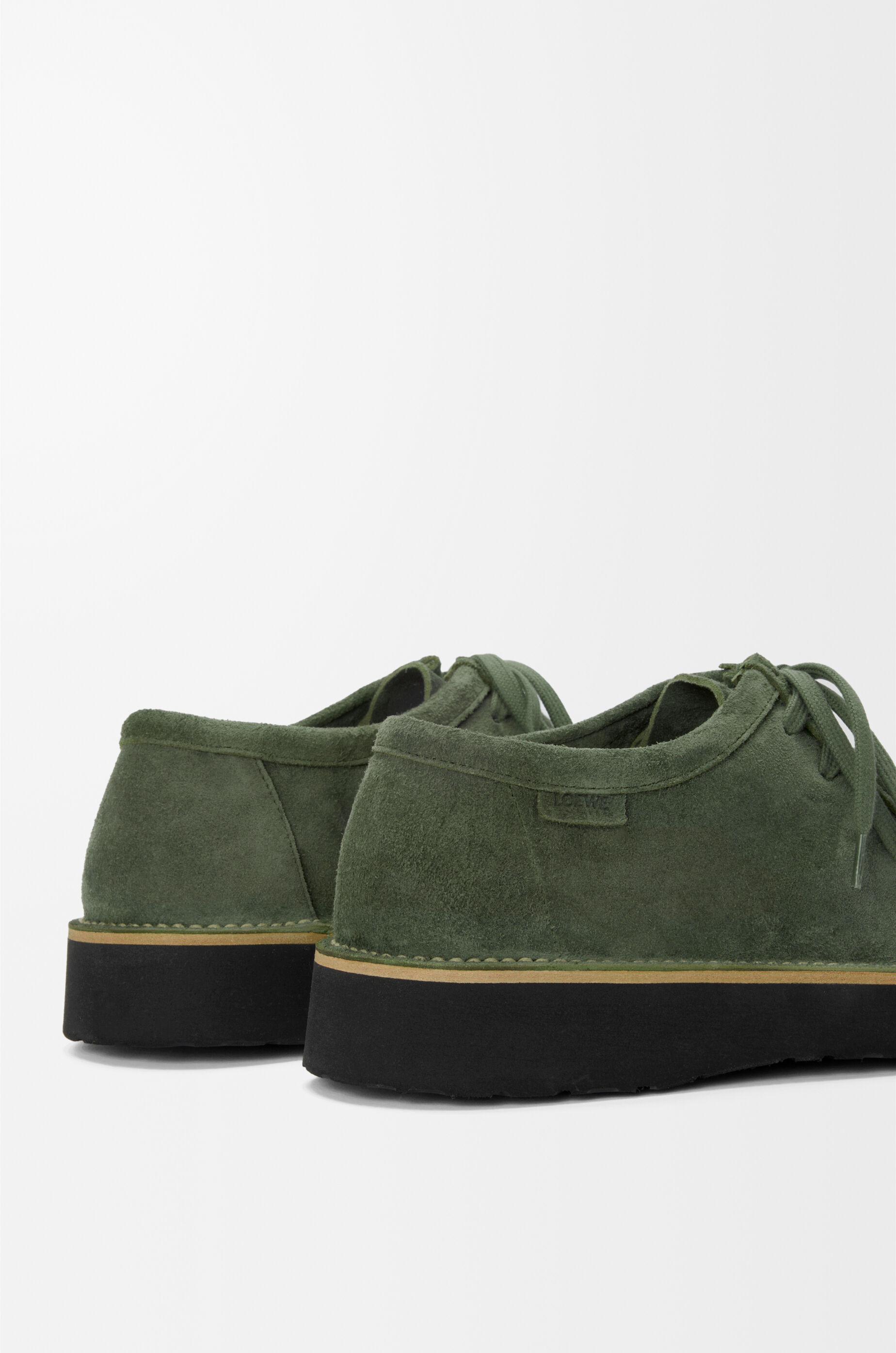 LOEWE Faro lace-up in suede calfskin Sage