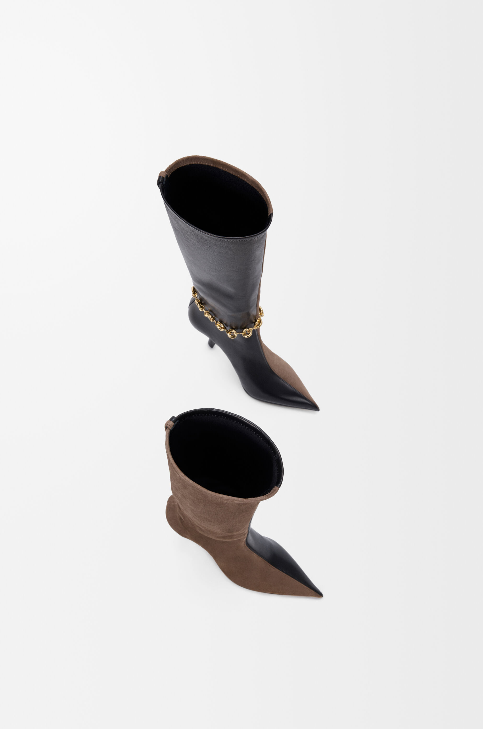 LOEWE New Comic boot in stretch lambskin and suede Black/Cigar