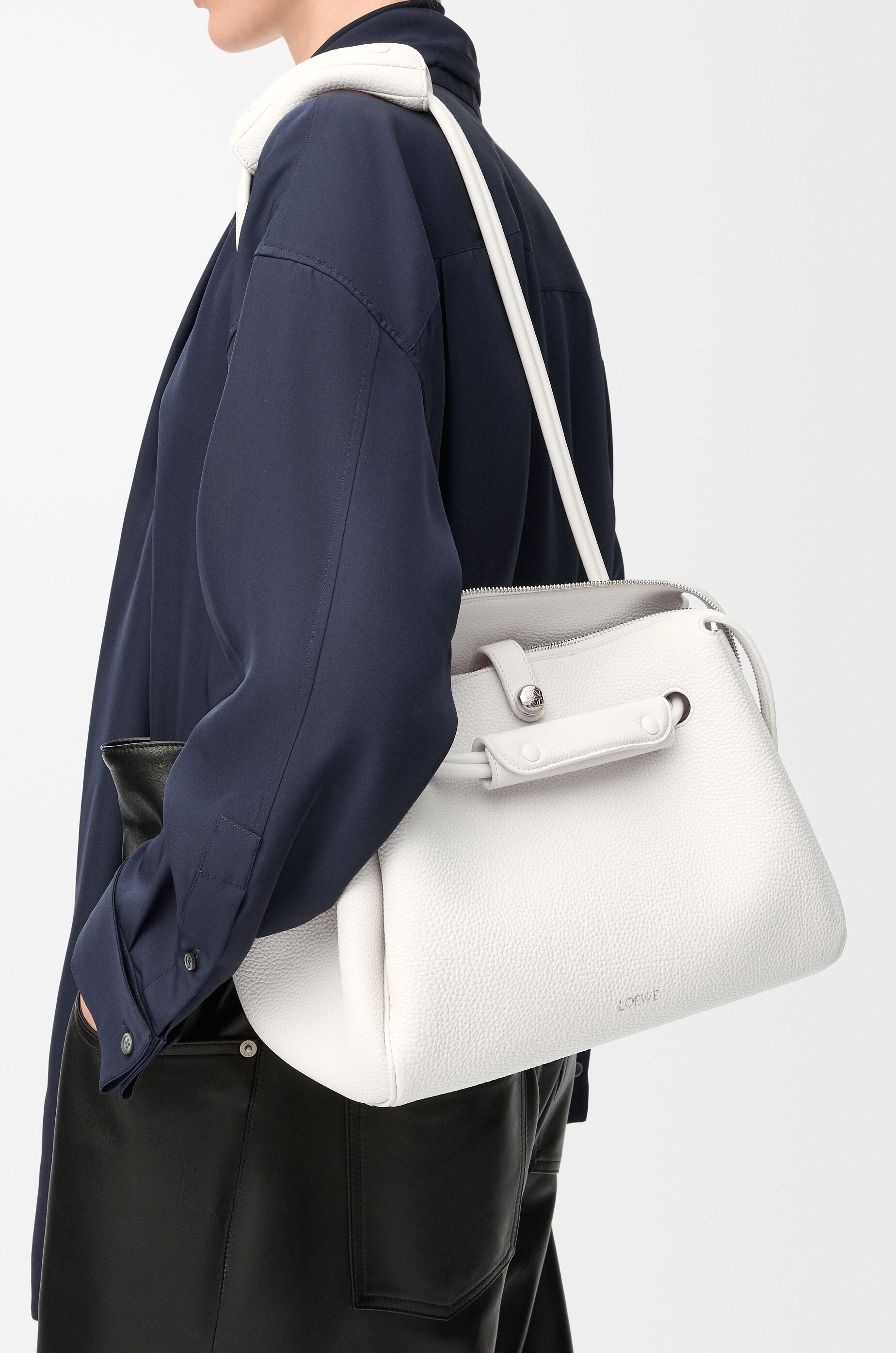 LOEWE Medium Madrid bag in supple grained calfskin Soft White