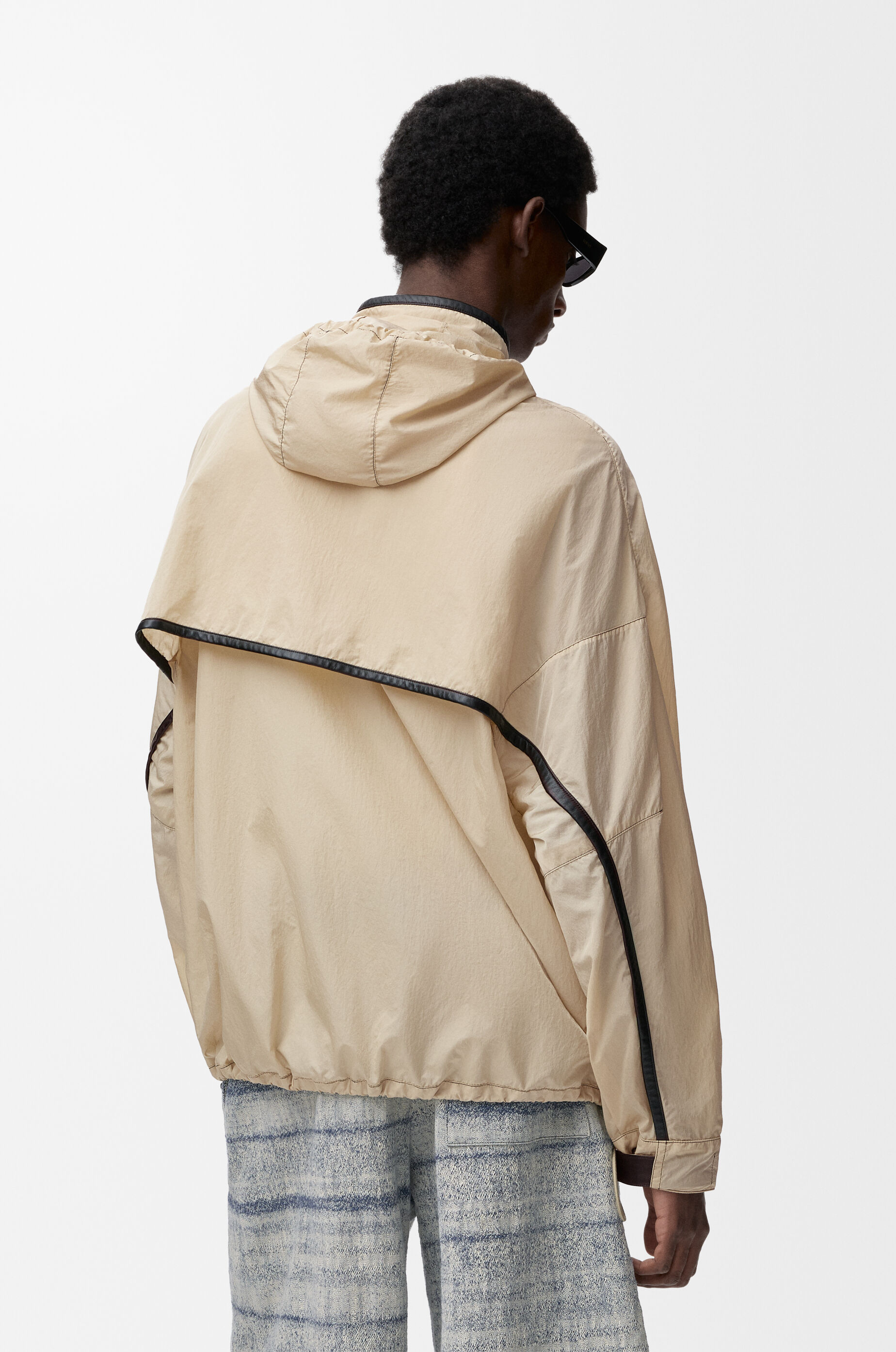 LOEWE Hooded jacket in technical shell Beige/Black