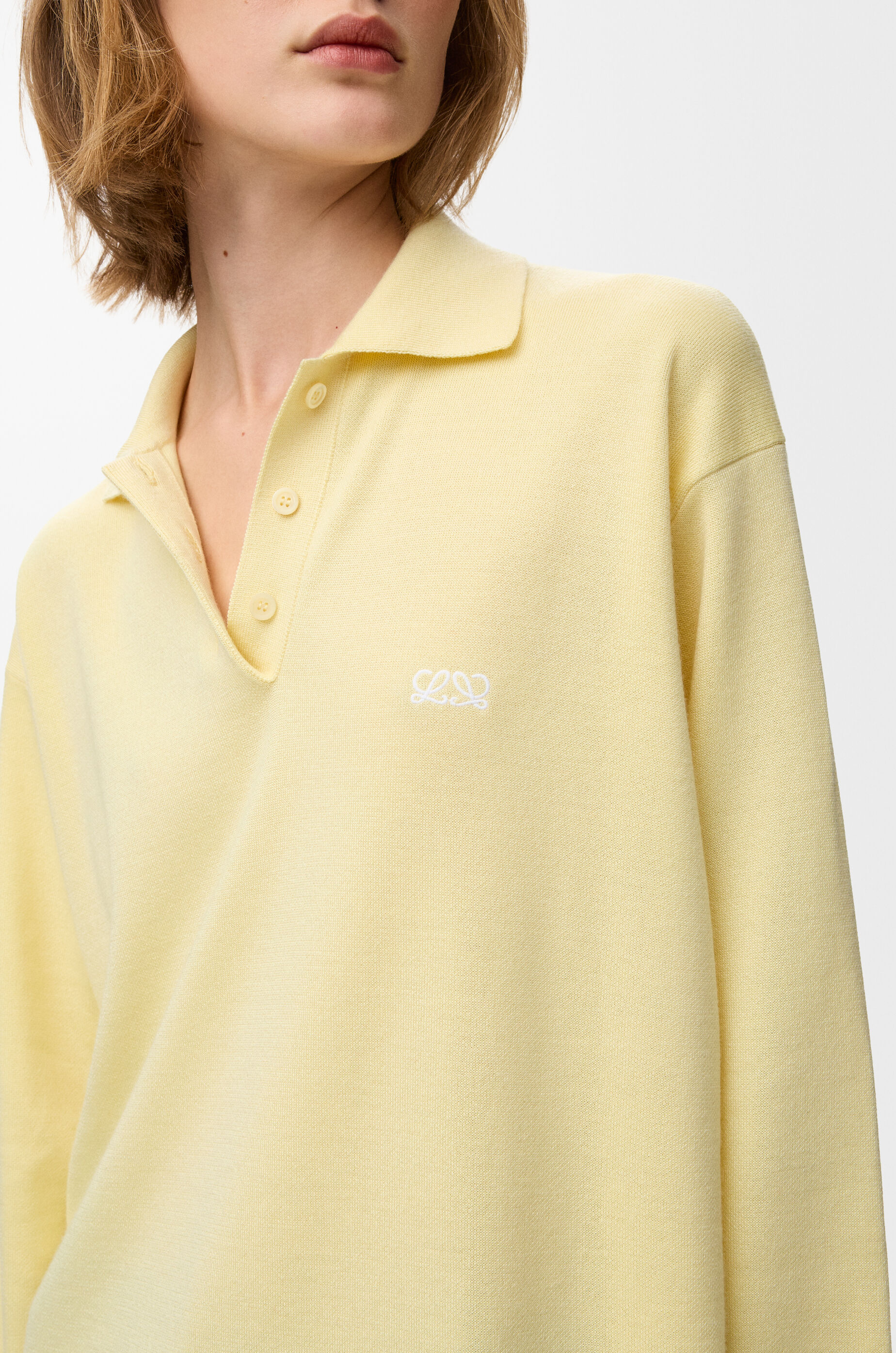 LOEWE Polo sweater in cashmere and silk blend Light Yellow