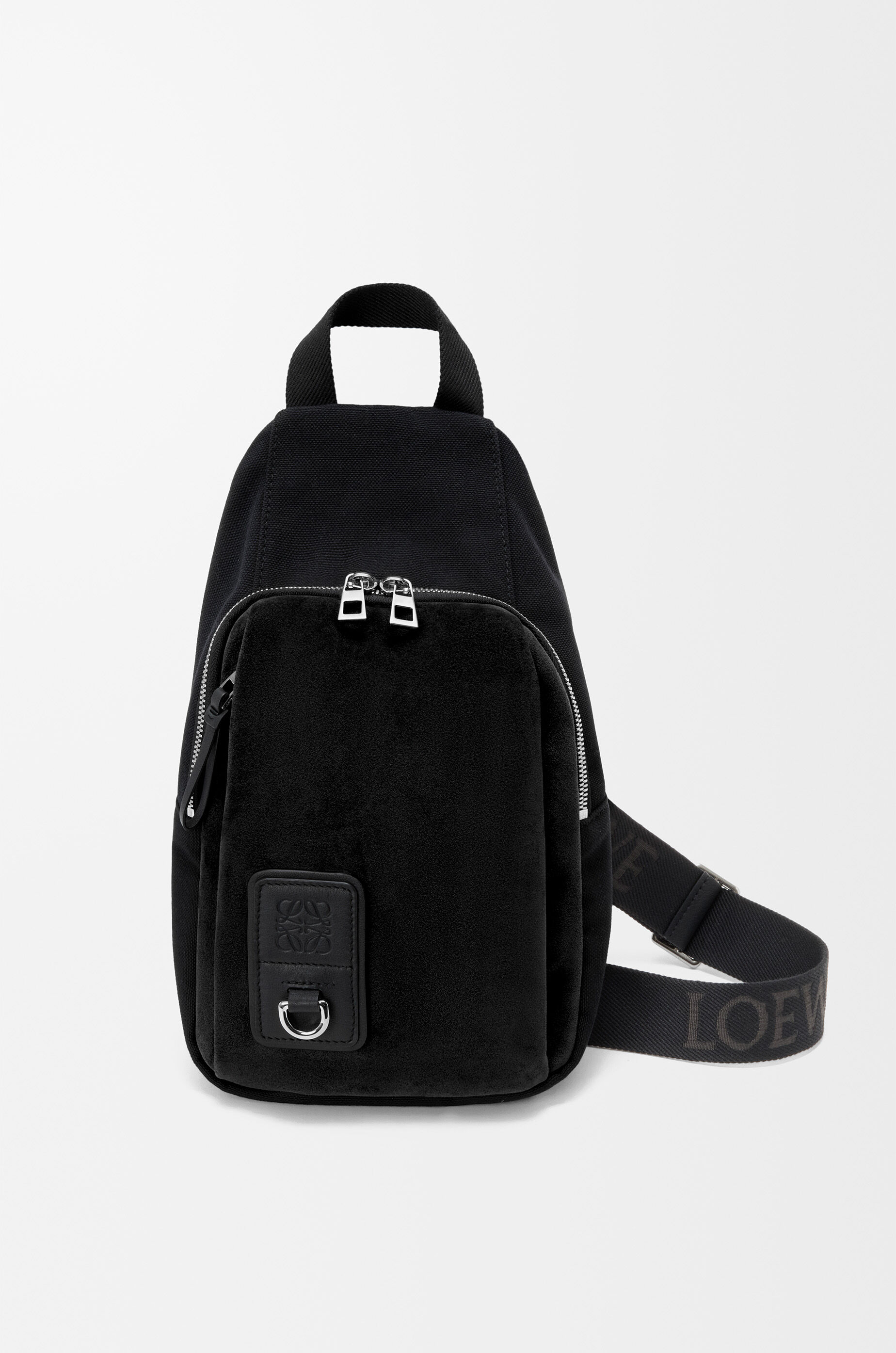 LOEWE Flex sling in canvas and suede Black