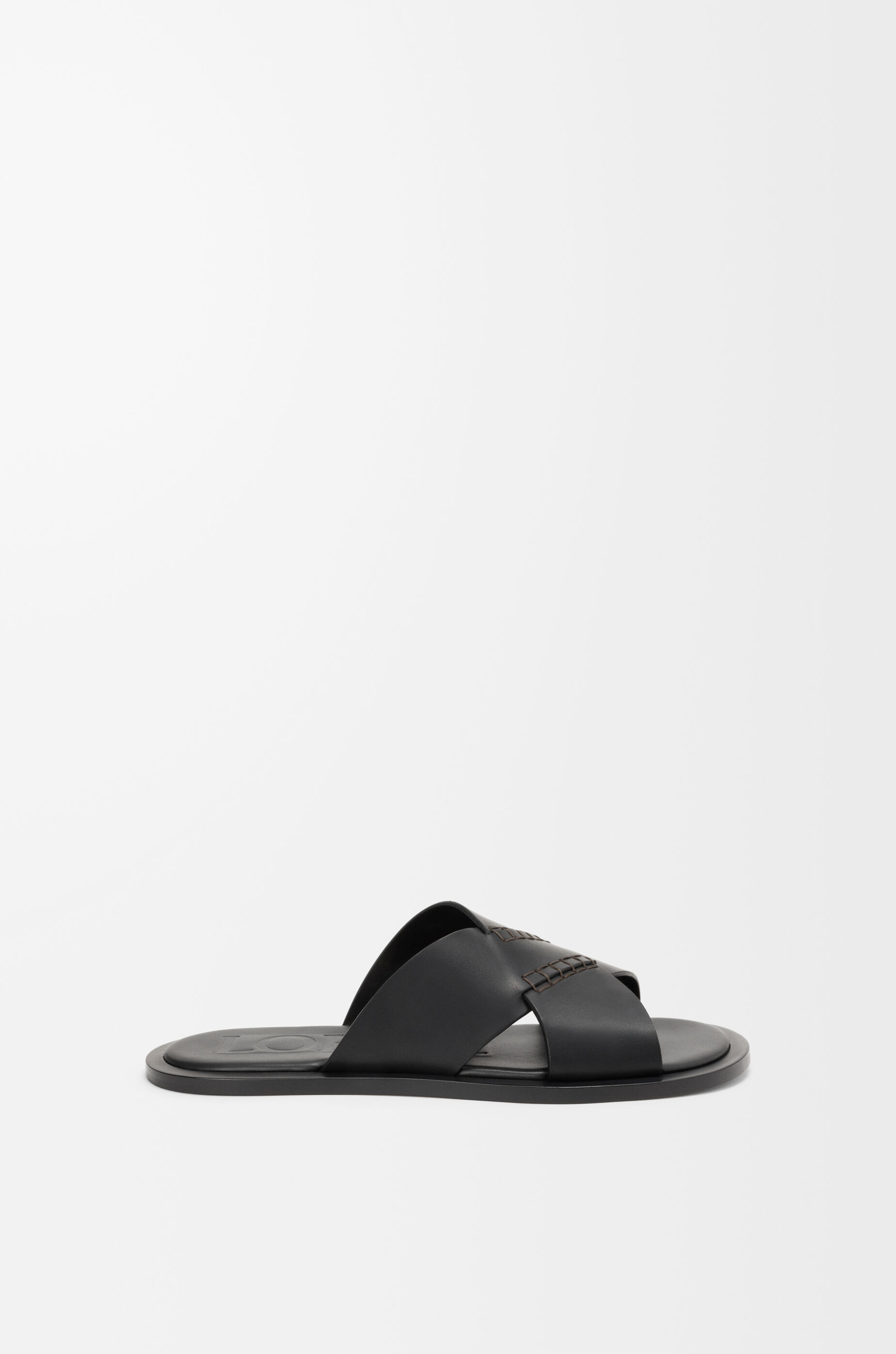 LOEWE Flex criss-cross slide in vegetable-tanned calfskin Black