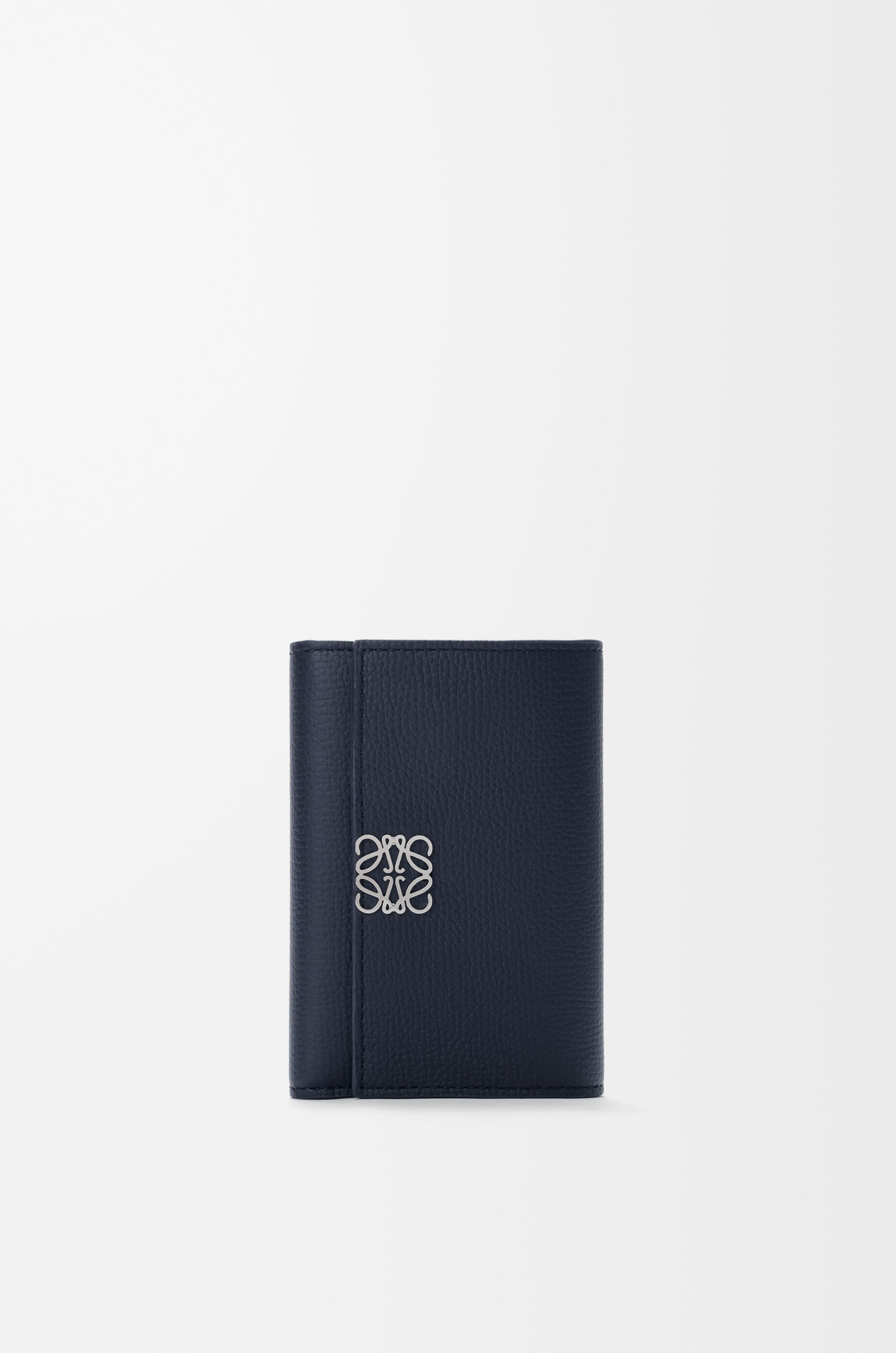 LOEWE Anagram small vertical wallet in pebble grained calfskin Deep Navy