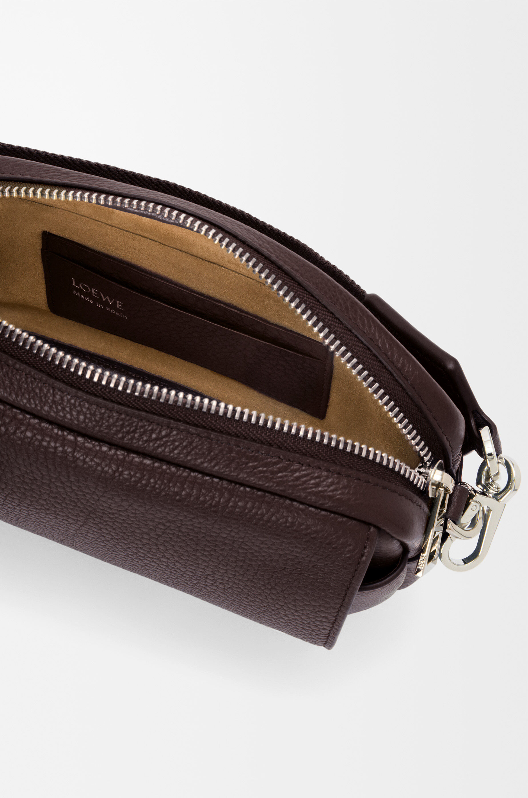 LOEWE Small Pebble messenger bag in supple grained calfskin Oxblood