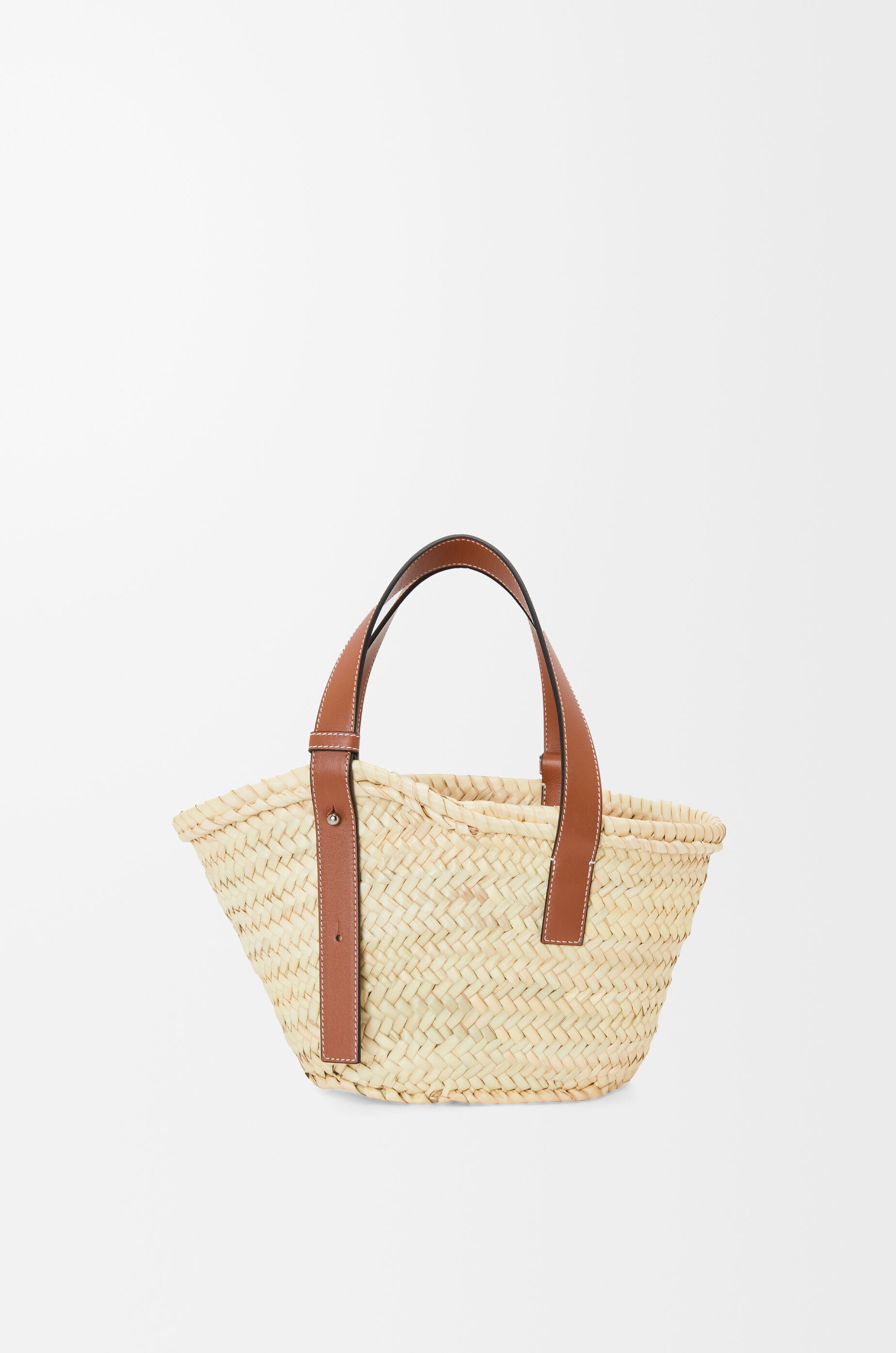LOEWE Small Basket bag in palm leaf and calfskin Natural/Tan