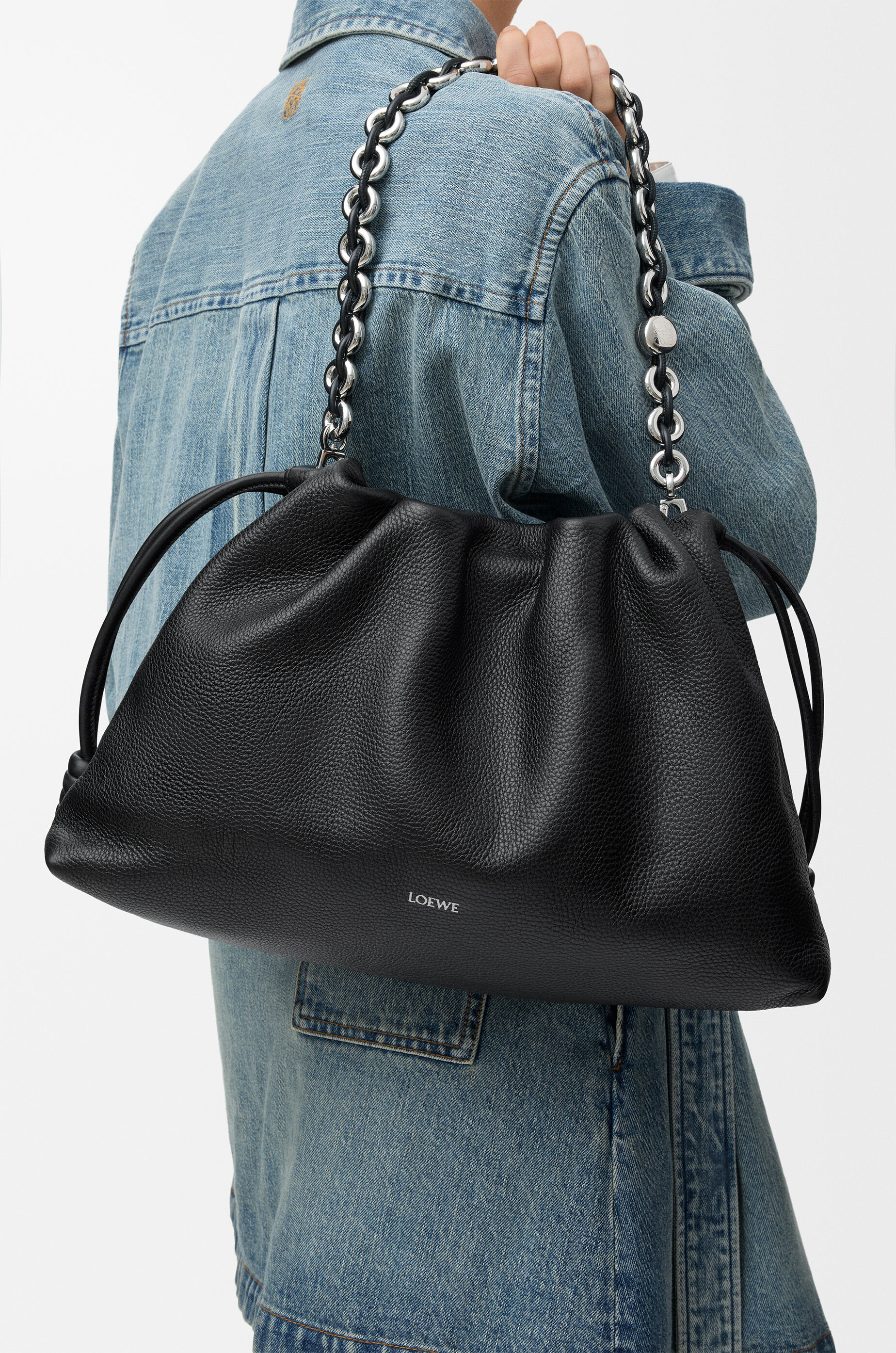 LOEWE Large Flamenco purse in fine grained calfskin Black