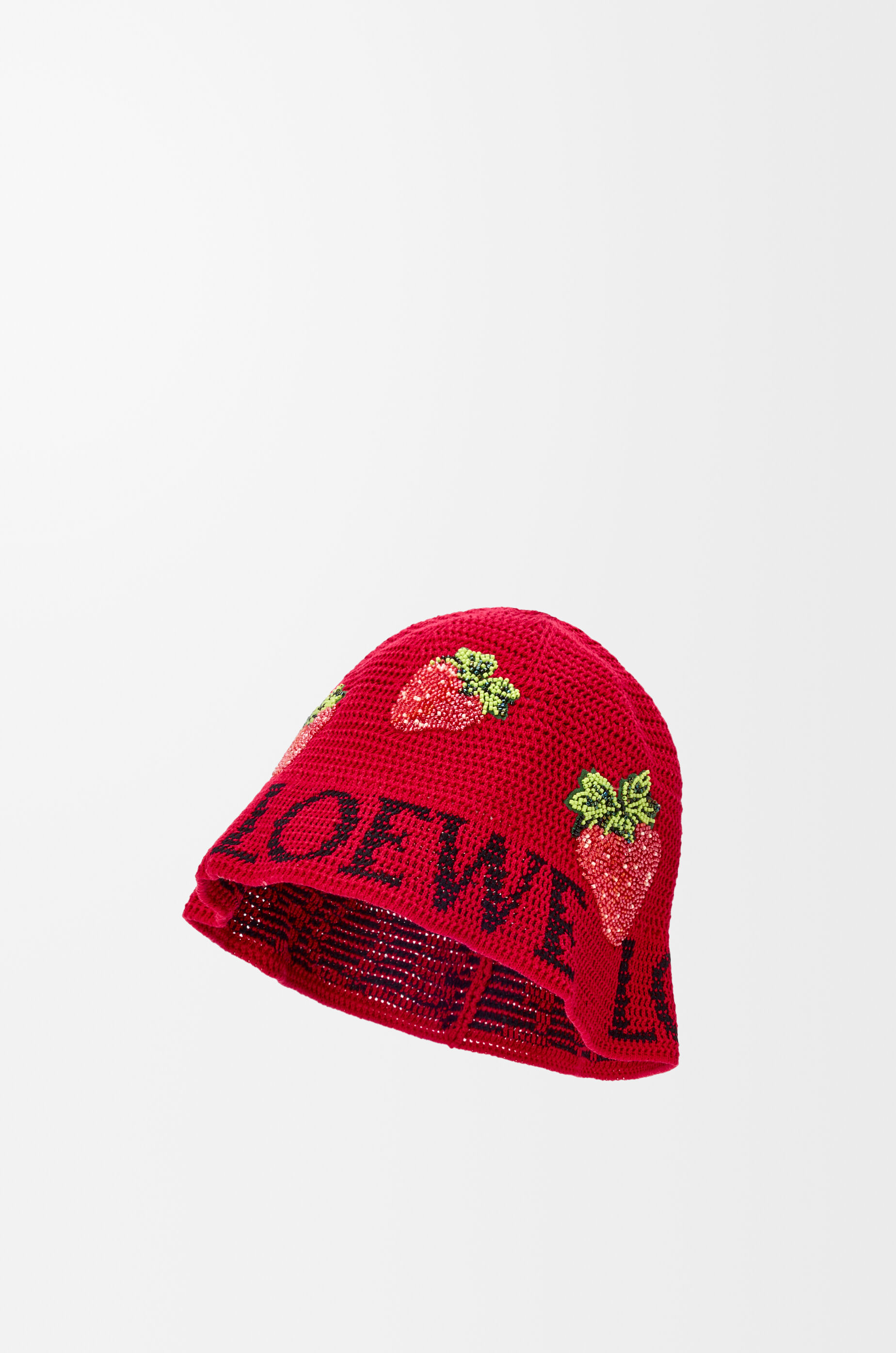 LOEWE Strawberry bucket hat in cotton Red