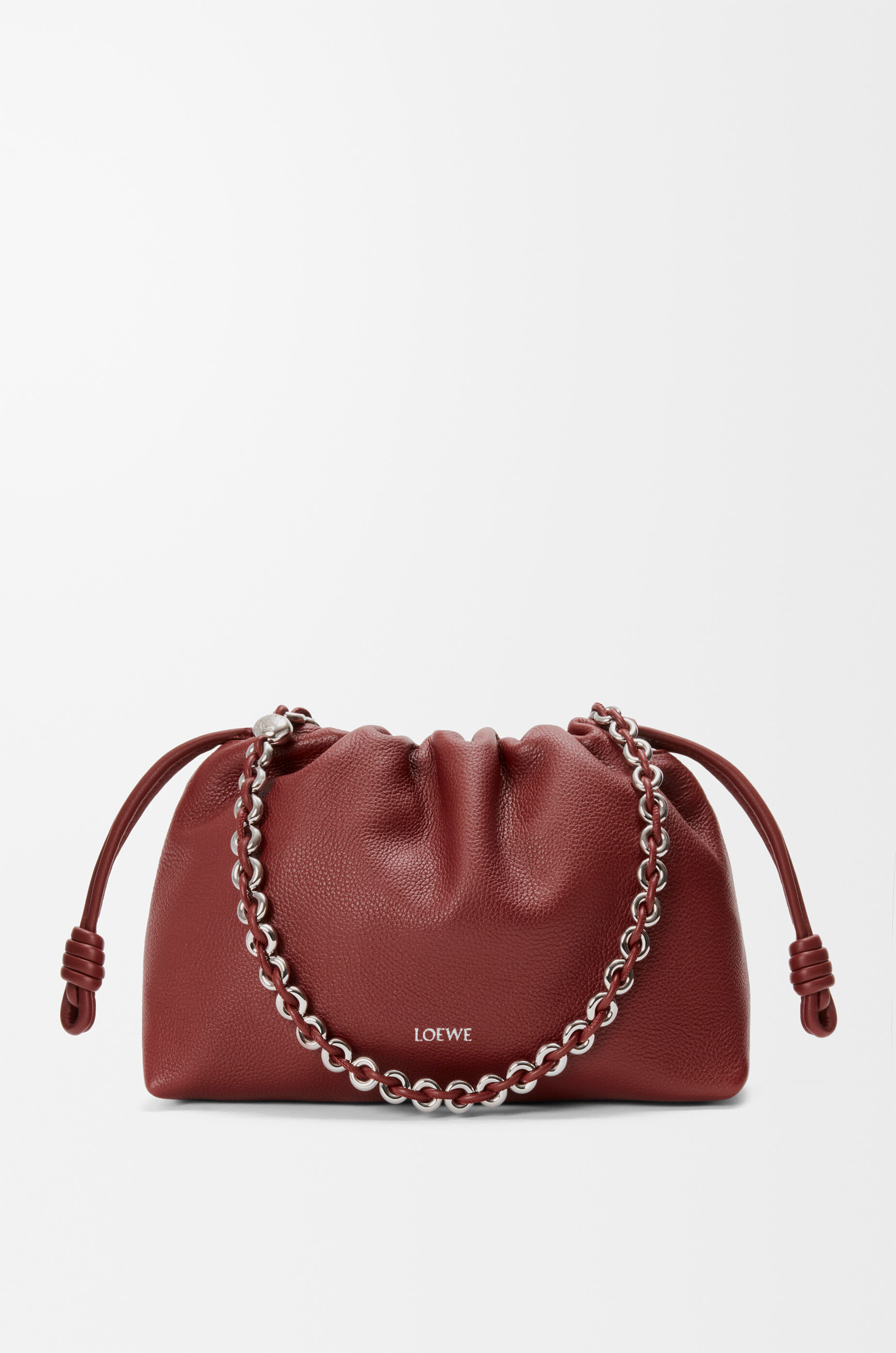 LOEWE Medium Flamenco purse in fine grained calfskin Mahogany