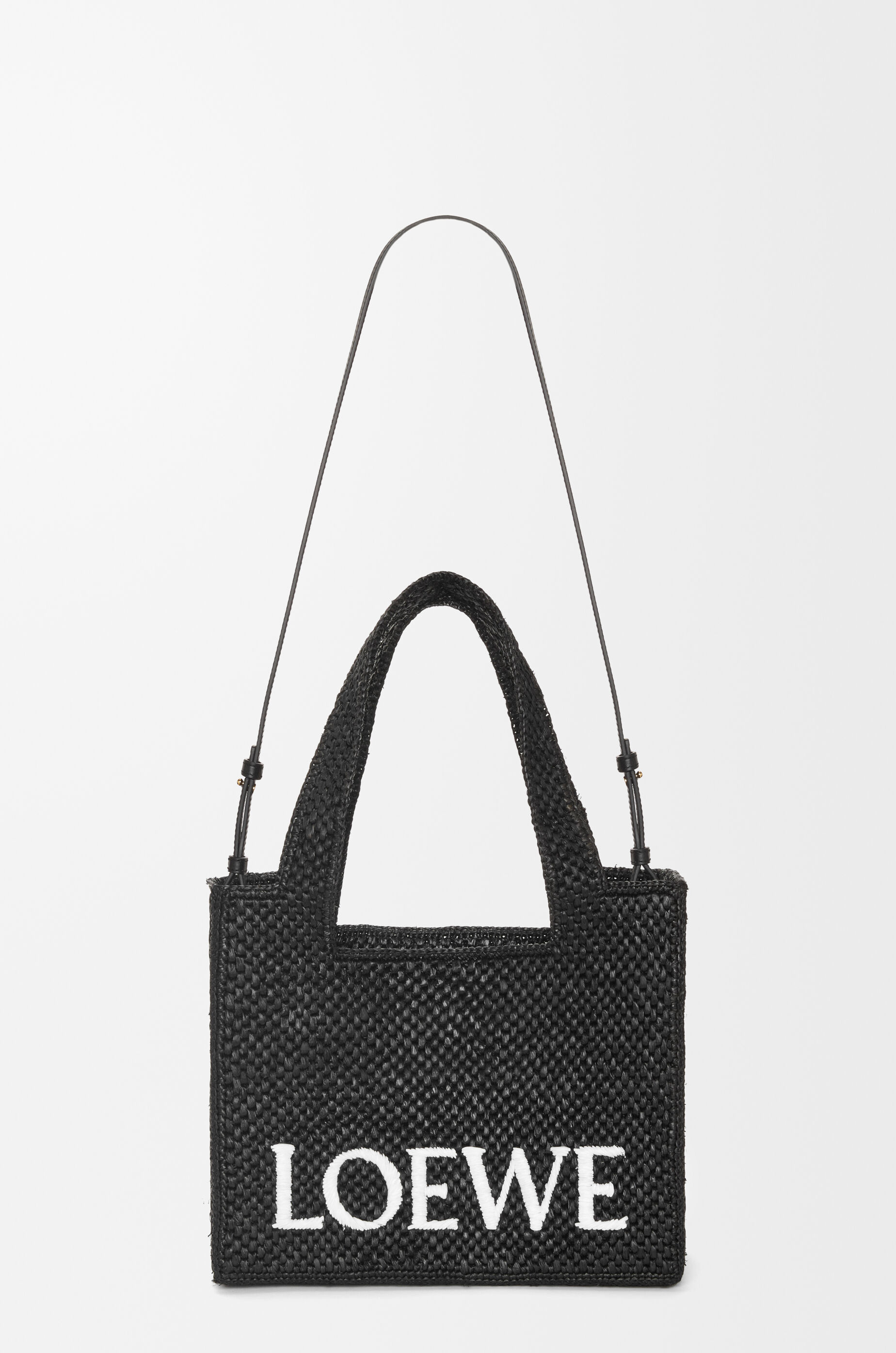 LOEWE Medium LOEWE Font tote in raffia Black