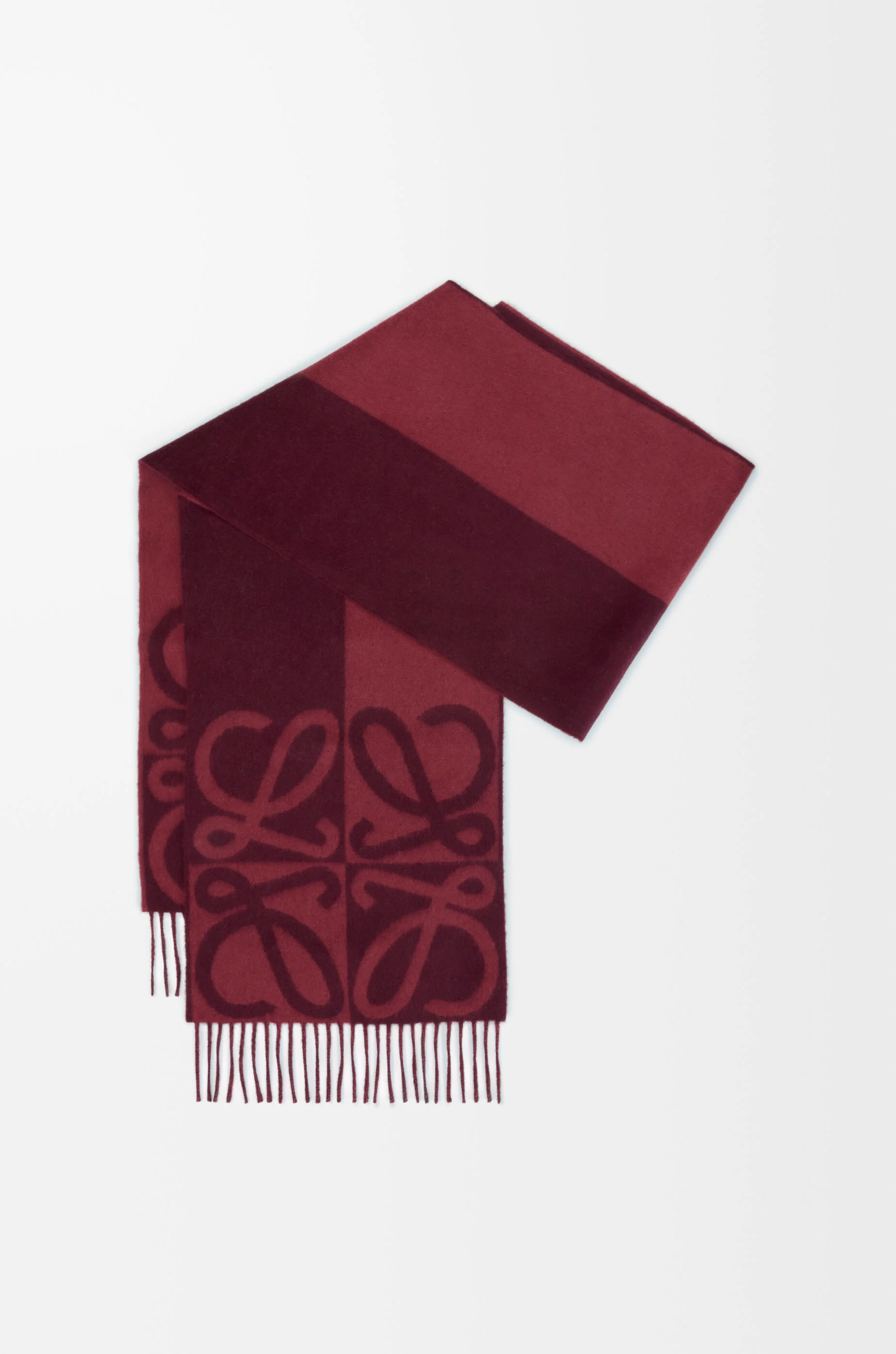 LOEWE Scarf in wool and cashmere Burgundy/Mahogany