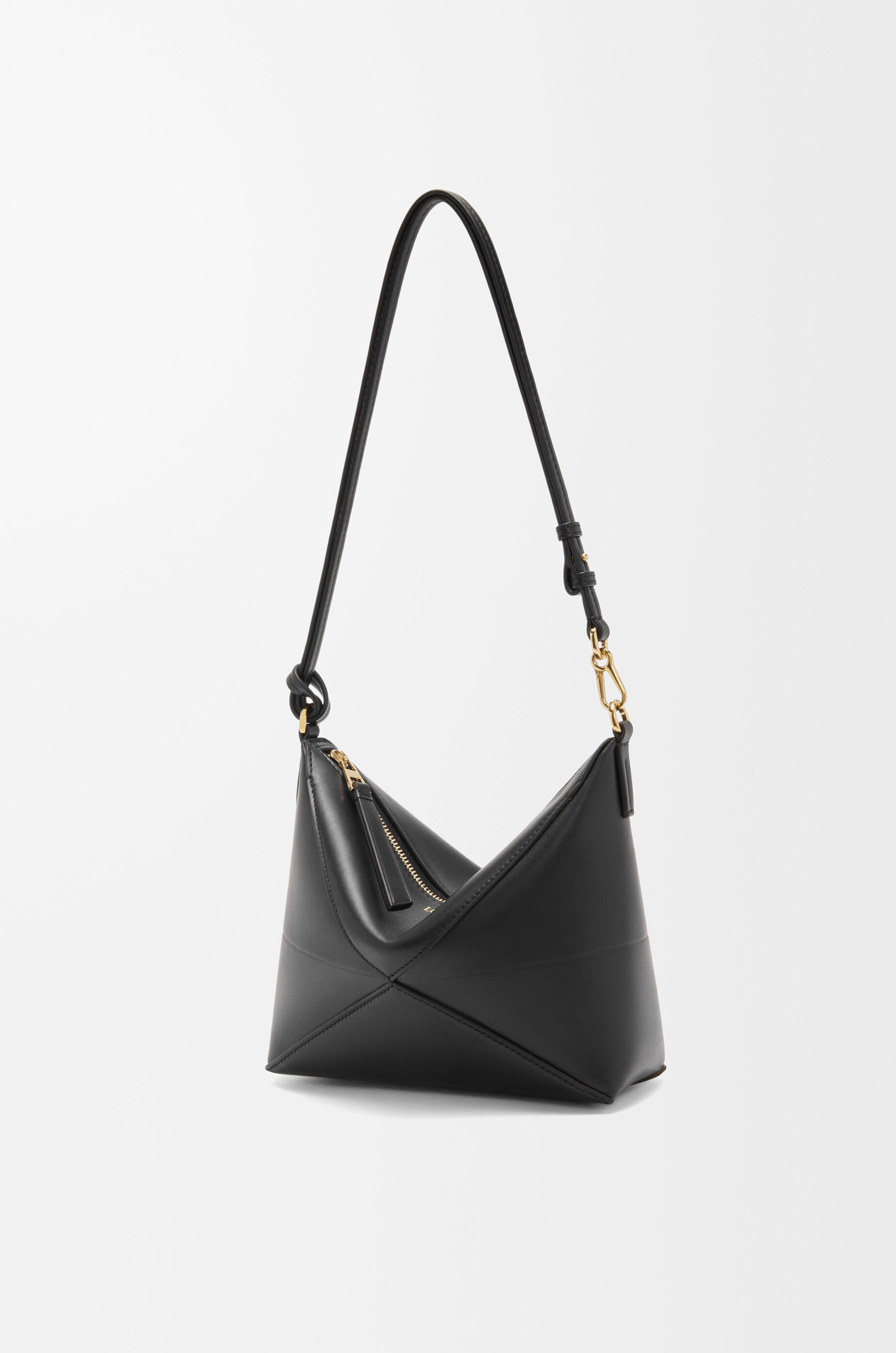 LOEWE Puzzle Fold pouch in shiny nappa calfskin Black