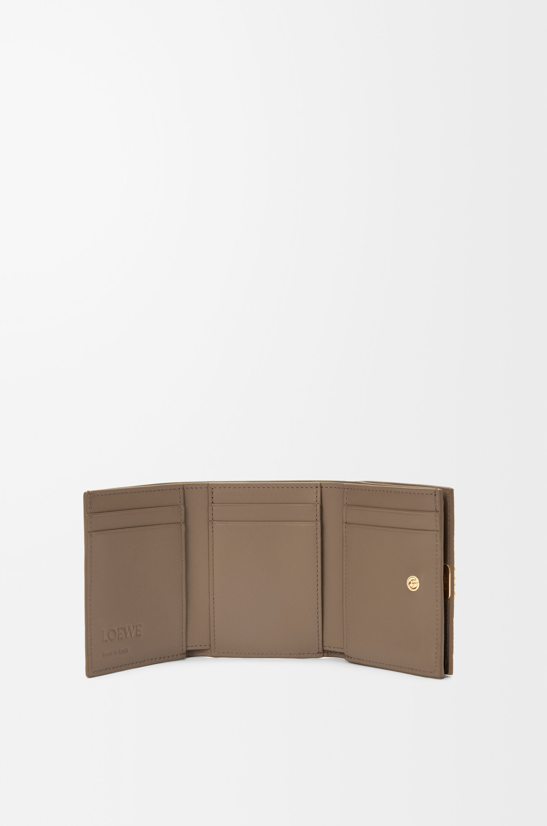 LOEWE Anagram trifold wallet in pebble grained calfskin Taupe