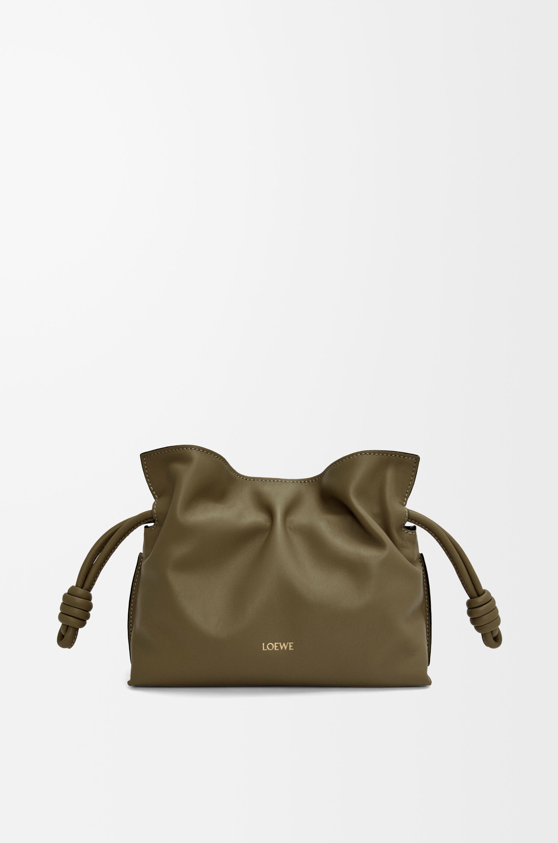 LOEWE Mini Flamenco clutch in nappa calfskin Dark Khaki