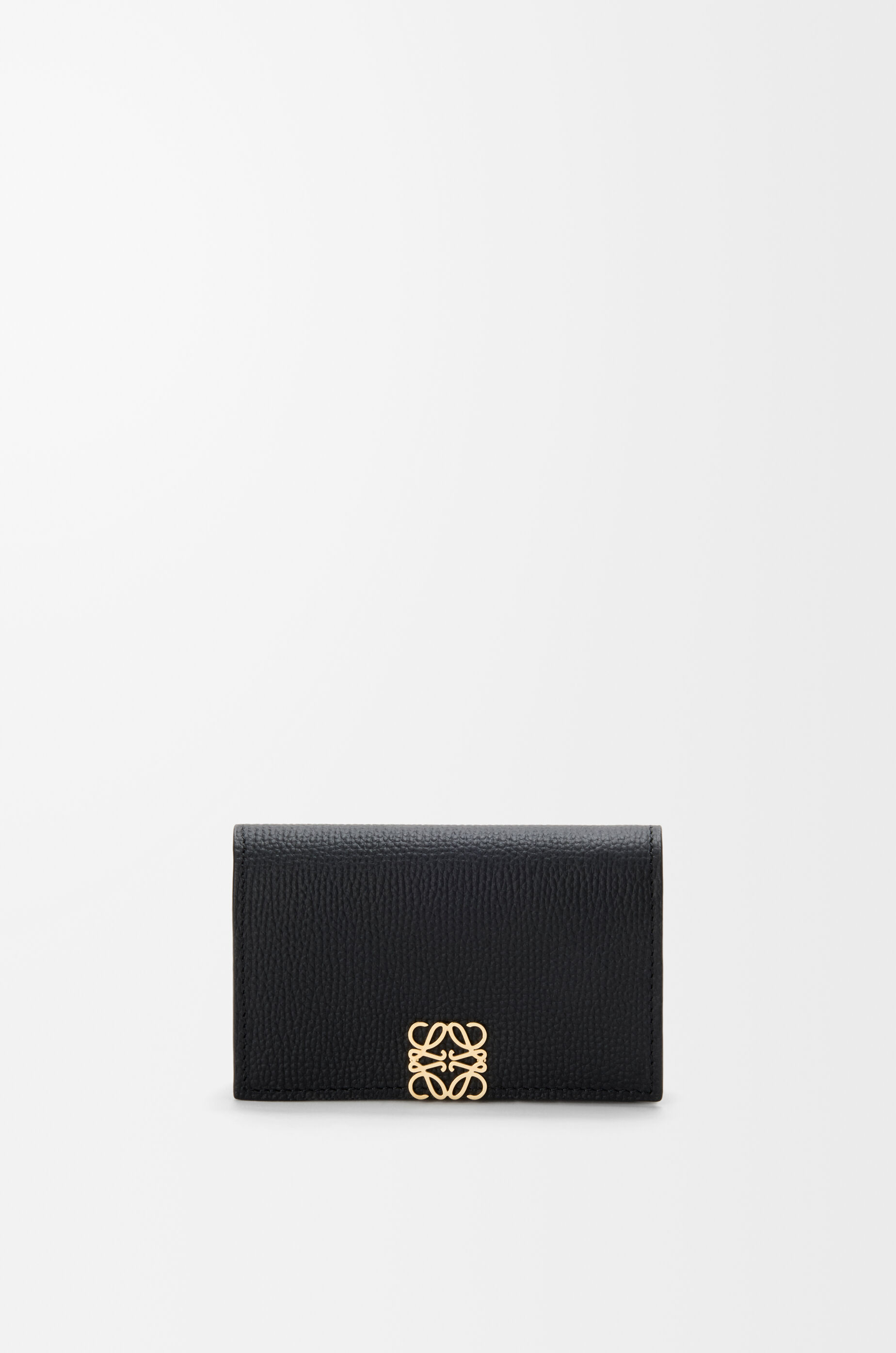 LOEWE Anagram business cardholder in pebble grained calfskin Black/Gold