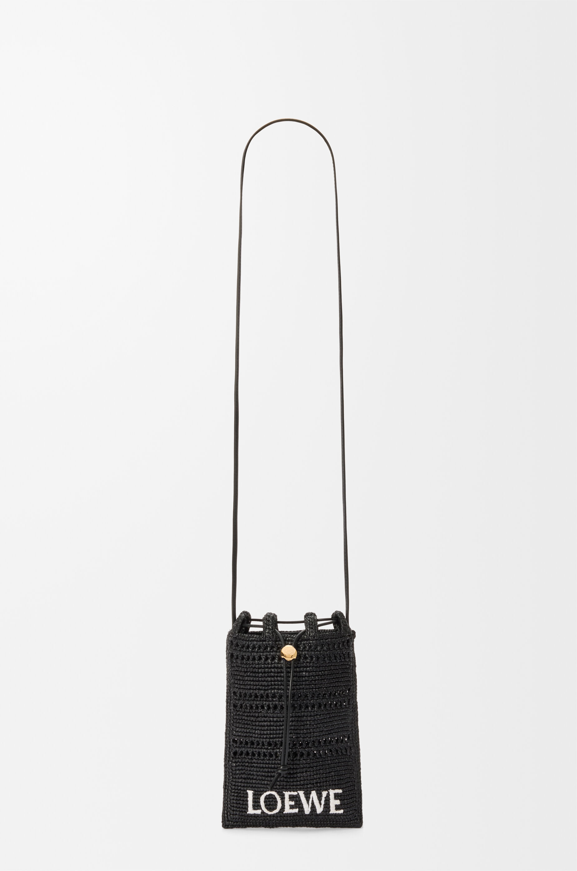 LOEWE Drawstring pocket in raffia  Black