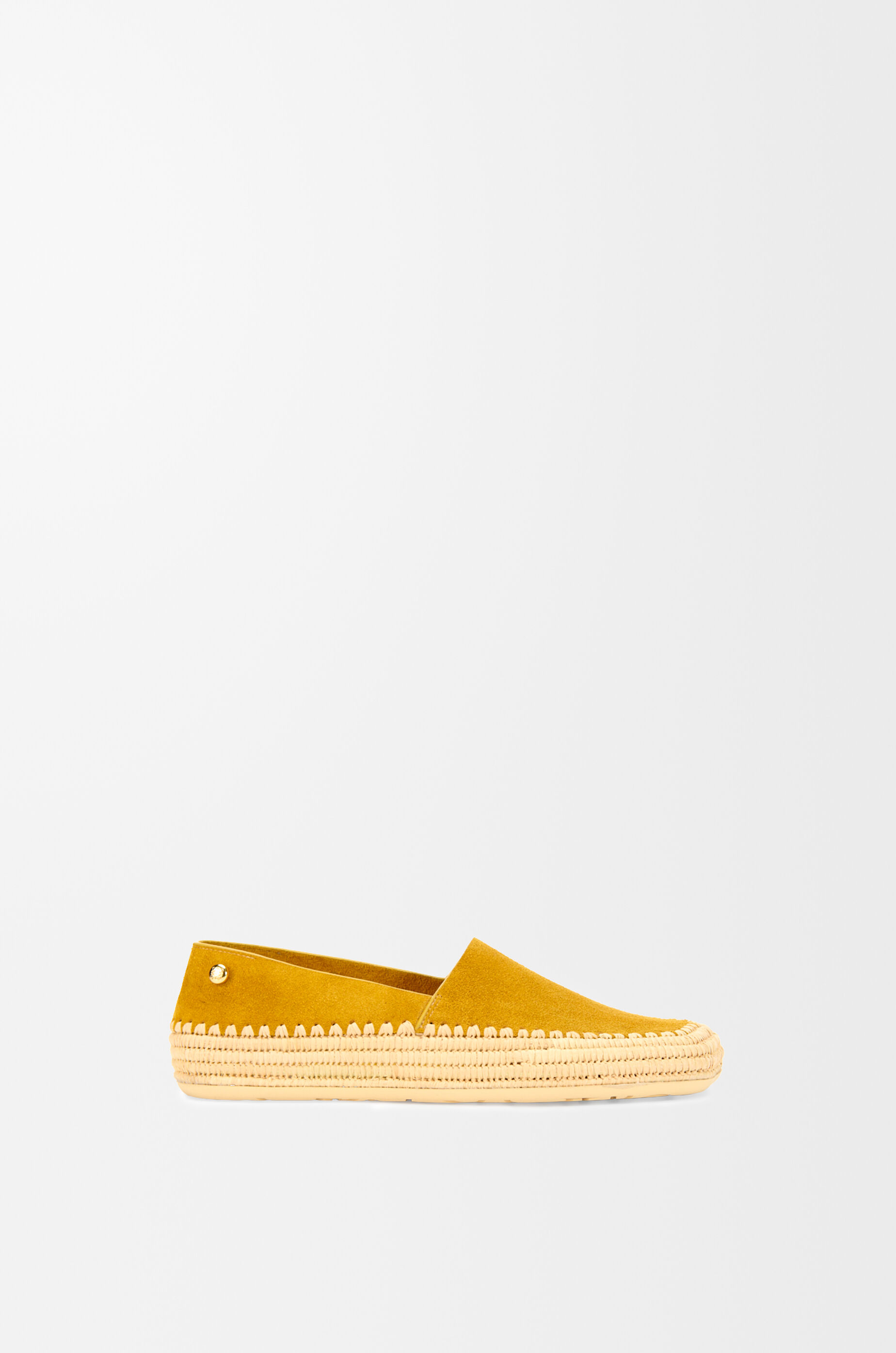 LOEWE Rio slipper in suede and raffia Mustard
