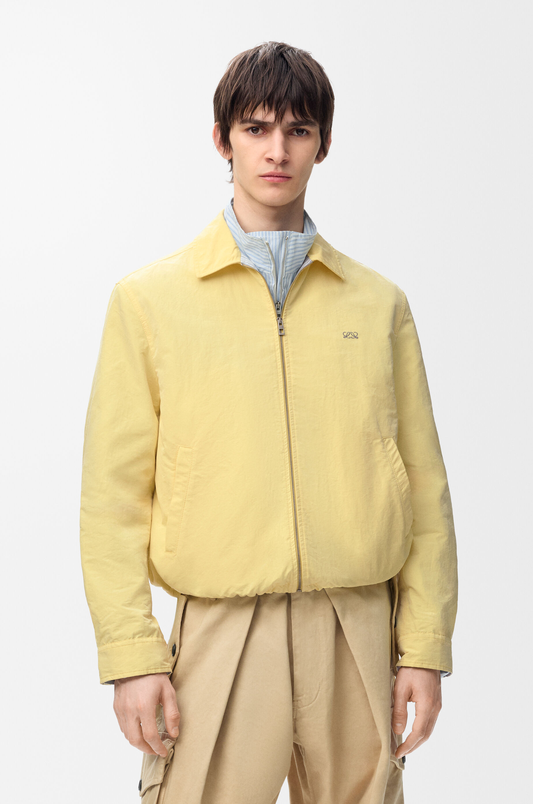 LOEWE Zip-up jacket in technical cotton Light Yellow