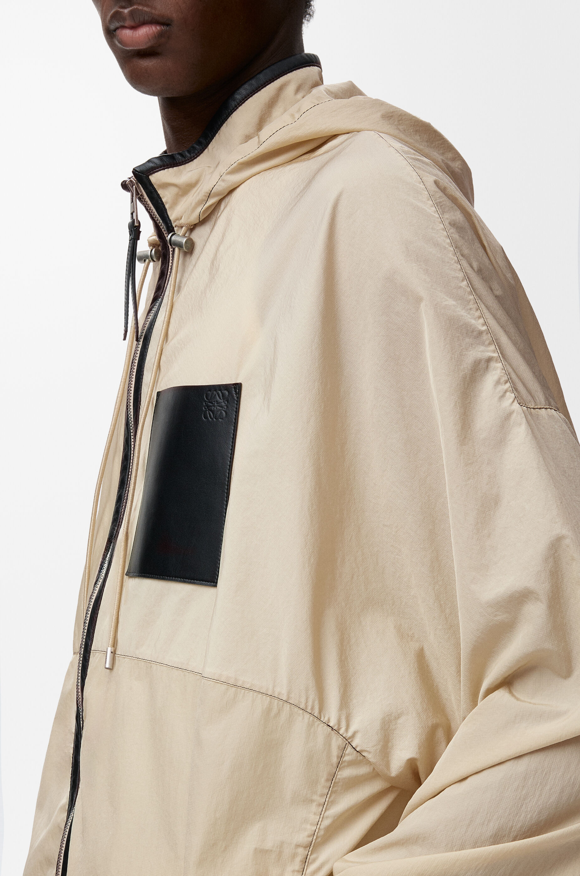 LOEWE Hooded jacket in technical shell Beige/Black