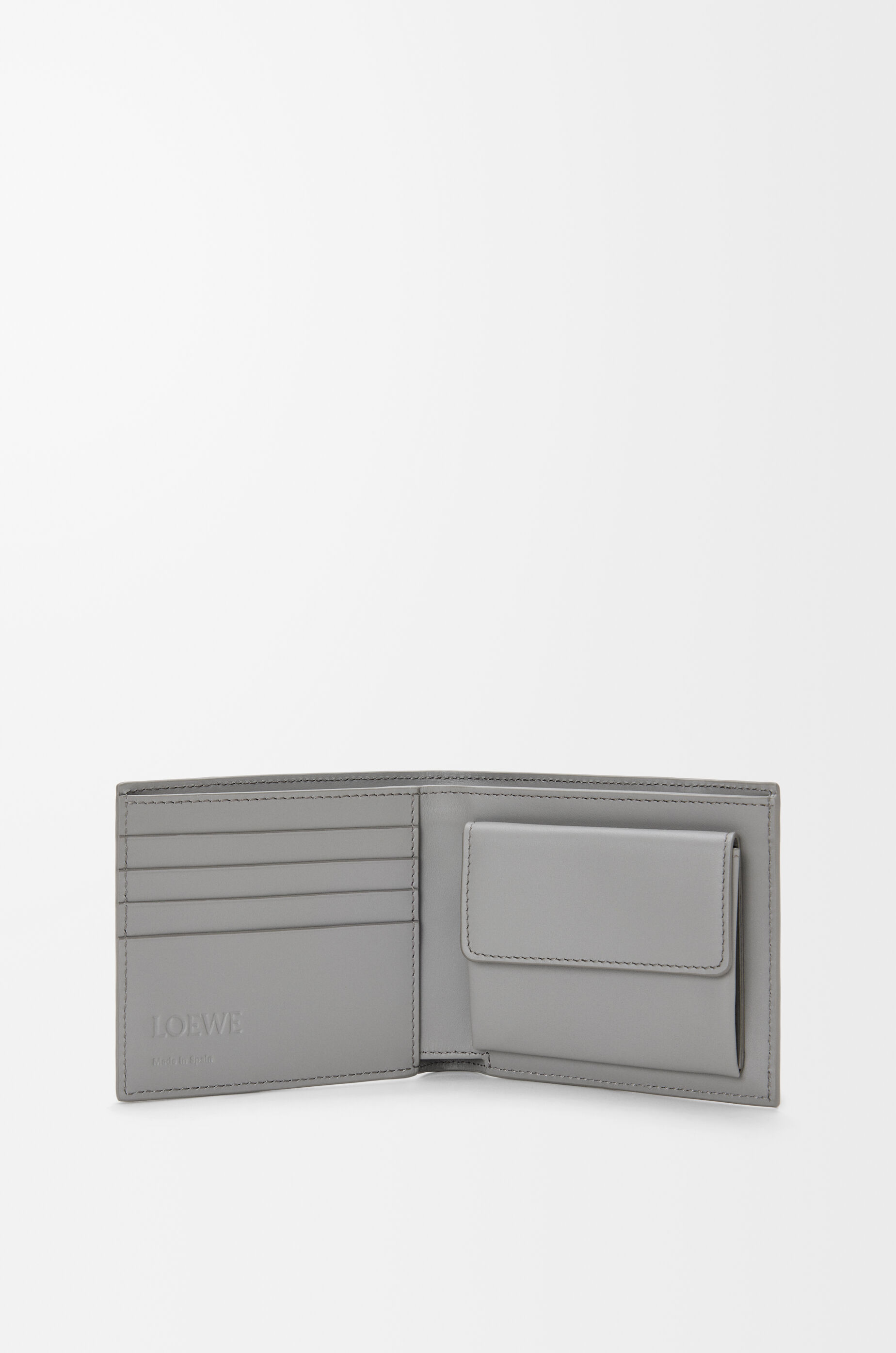 LOEWE Puzzle bifold coin wallet in classic calfskin Winter Brown/Ash Grey