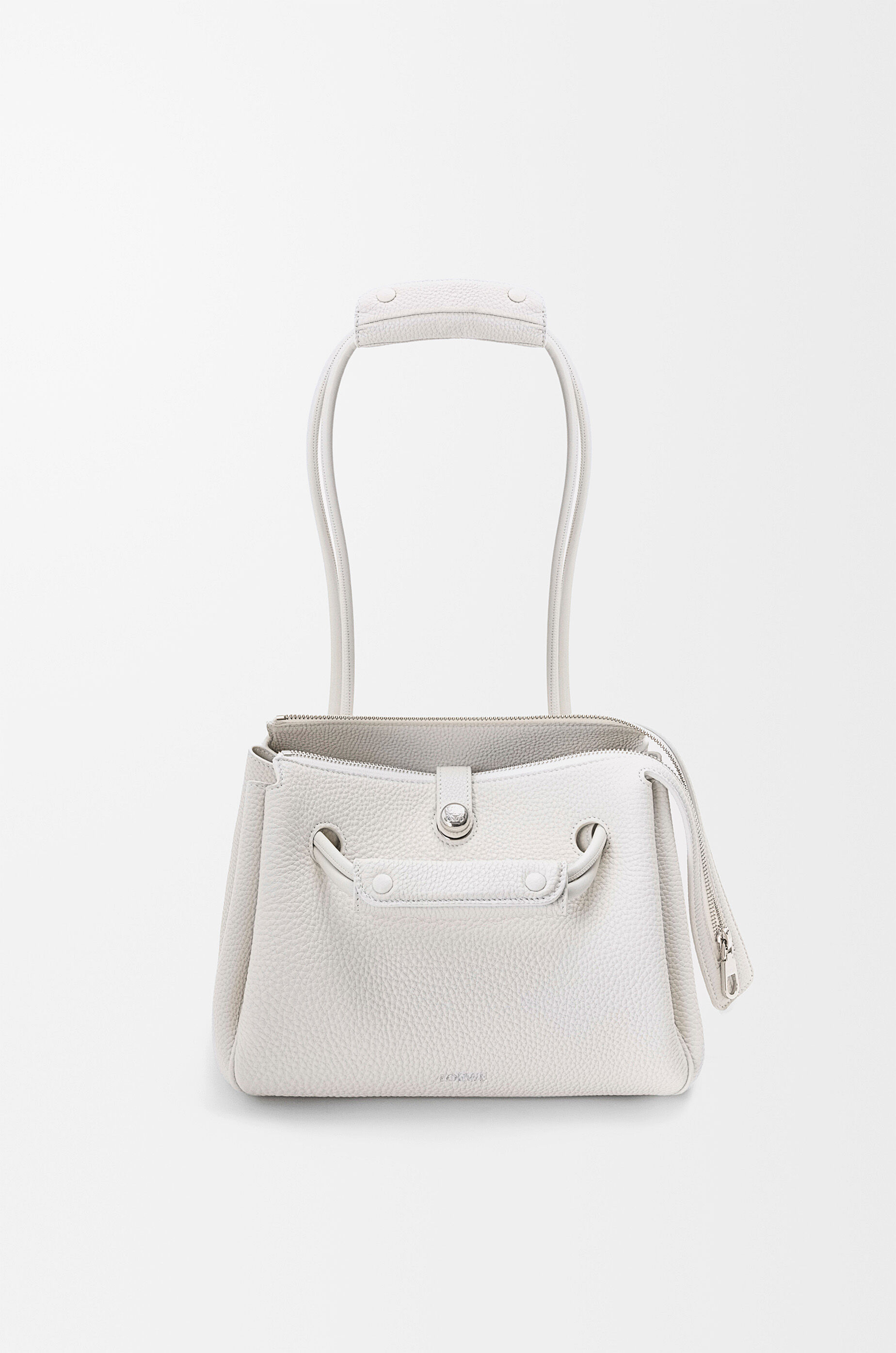 LOEWE Small Madrid bag in supple grained calfskin Soft White