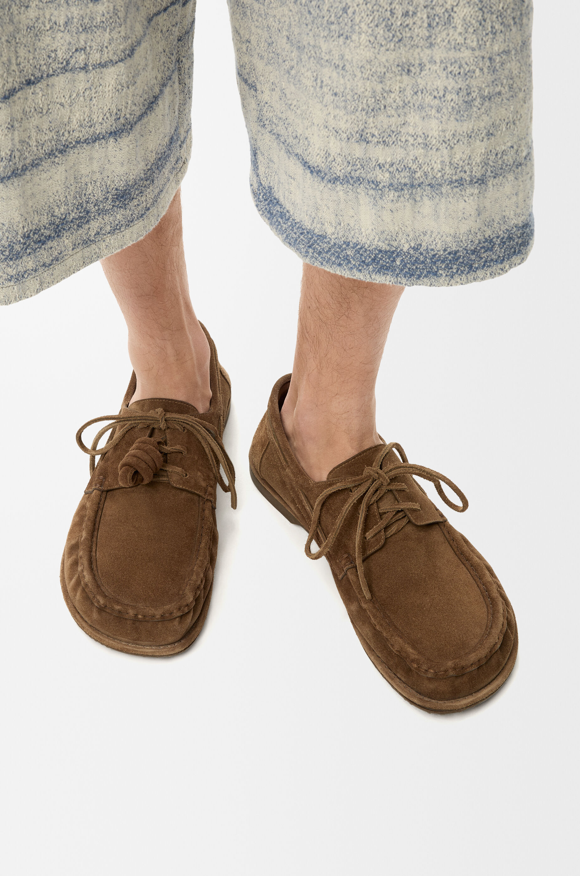 LOEWE Campo boat shoe in calfskin suede Brown