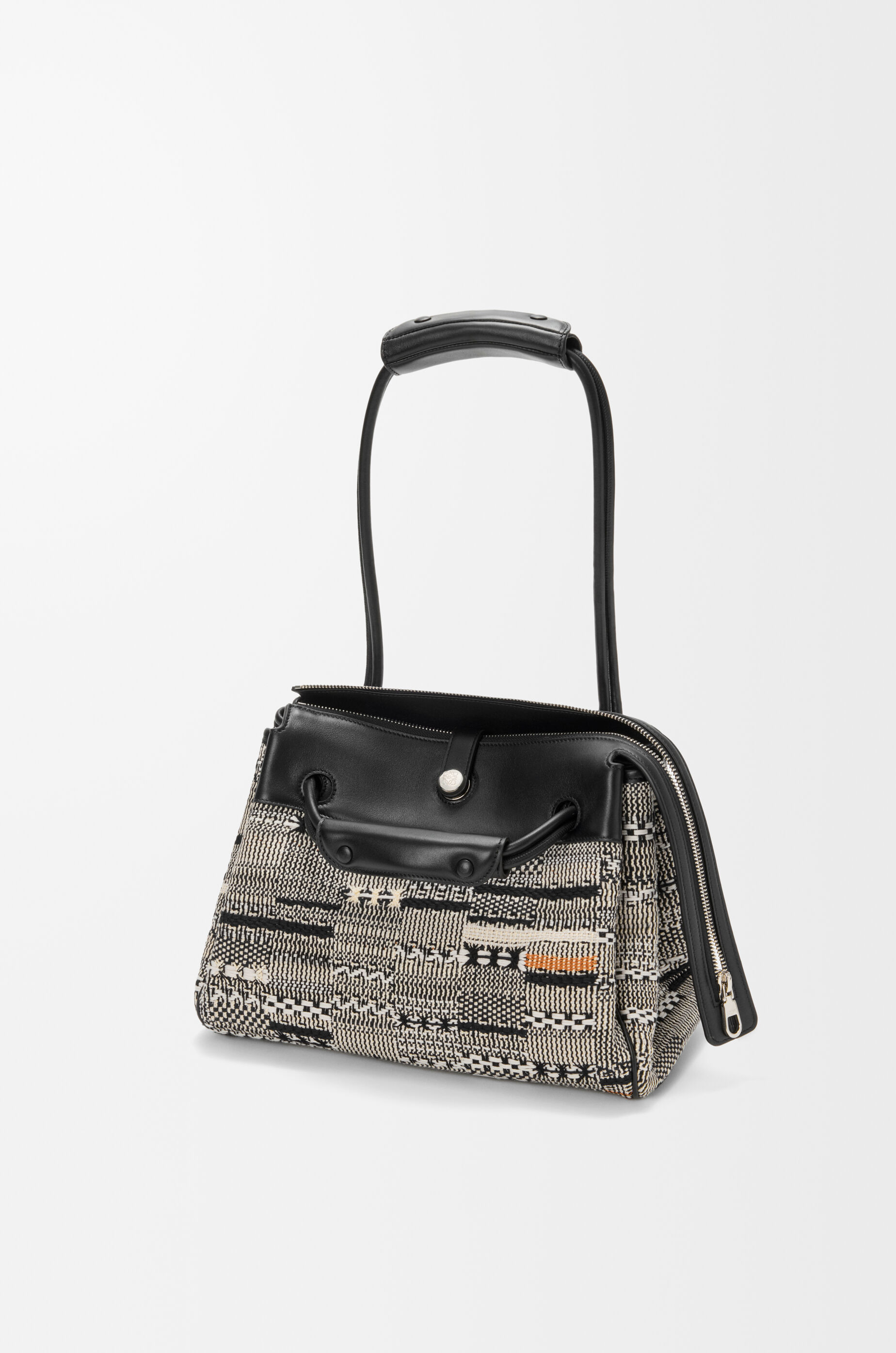 LOEWE Medium Madrid bag in woven textile Black/White