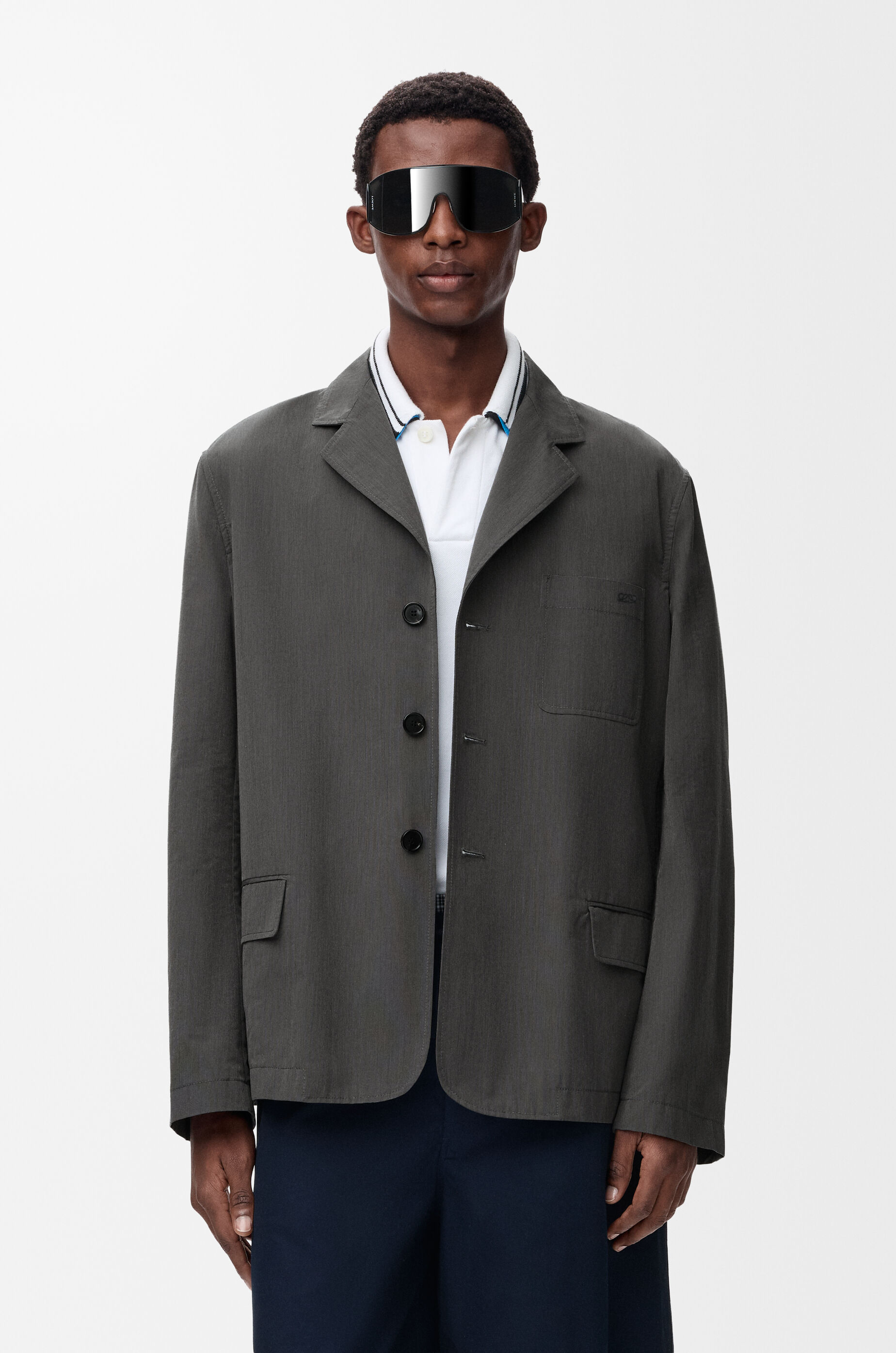 LOEWE Jacket in cotton and silk Medium Grey