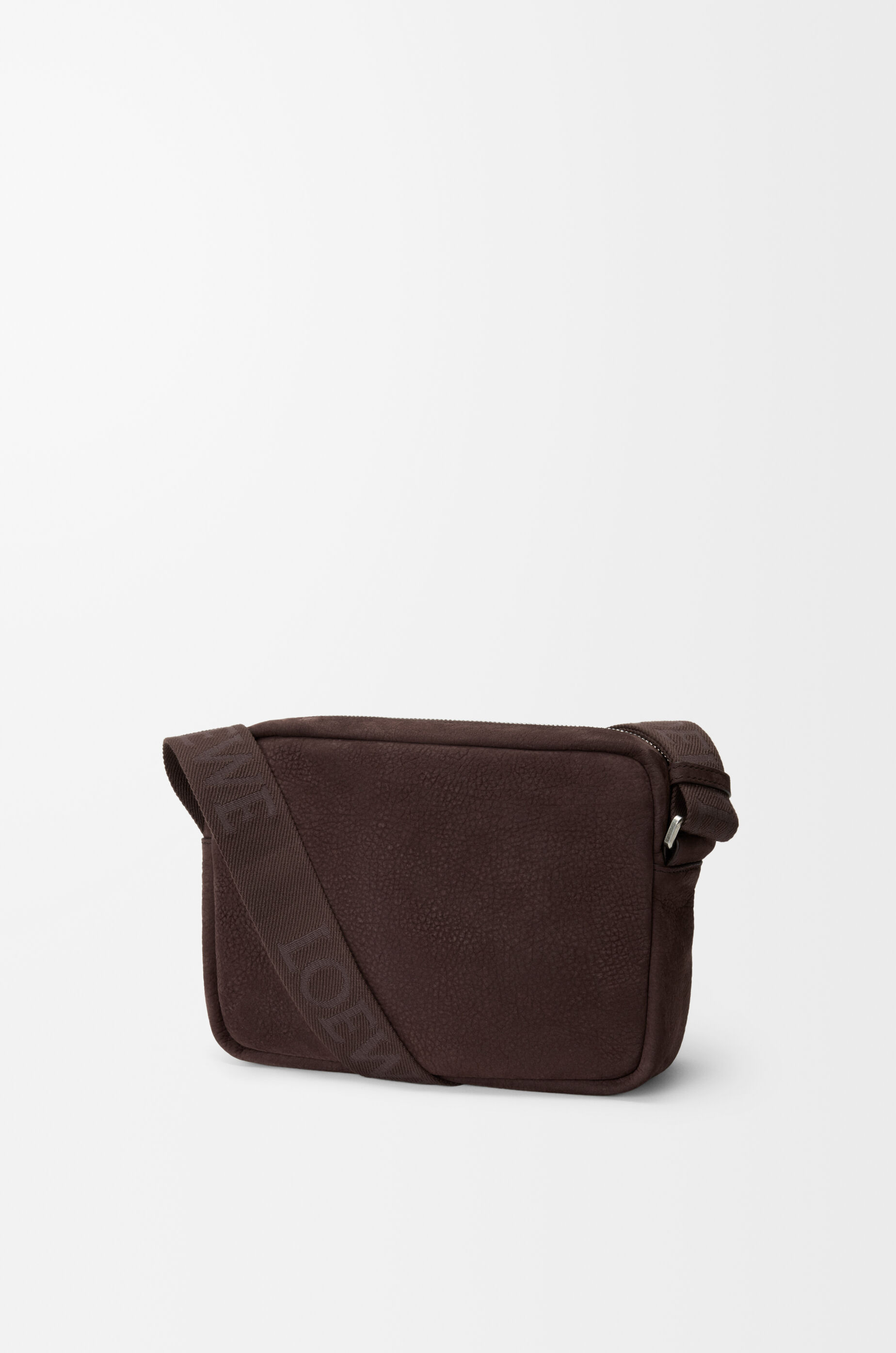 LOEWE Medium Pebble messenger bag in grained nubuck Dark Chestnut