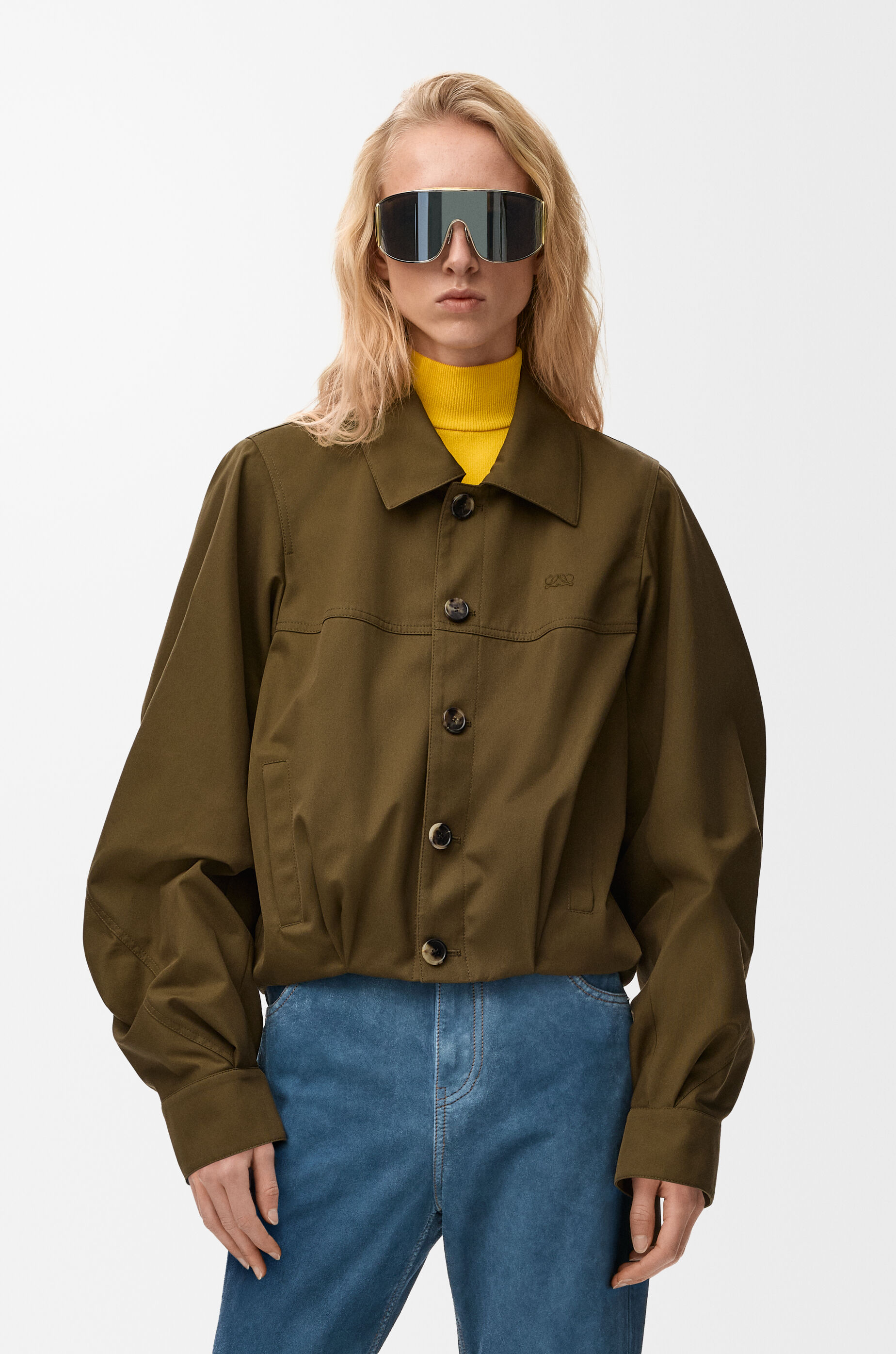 LOEWE Jacket in cotton and silk Khaki Green