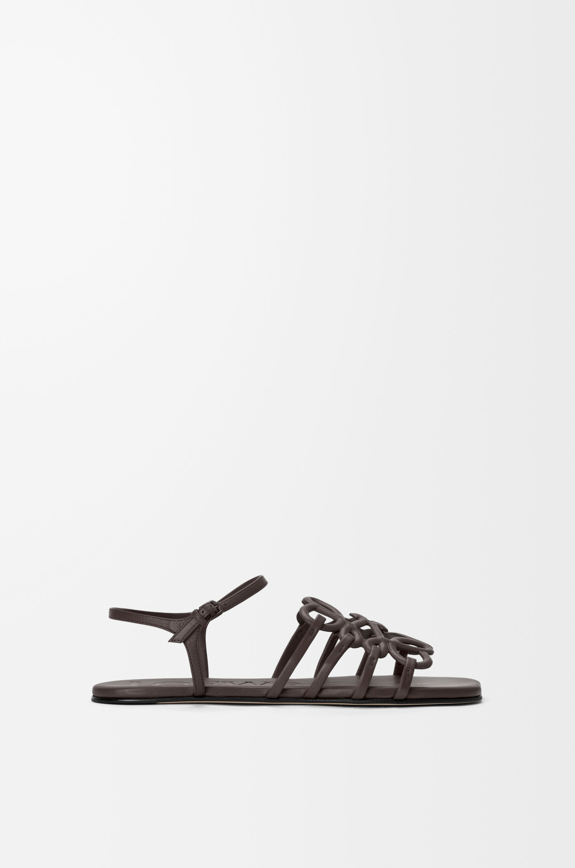 LOEWE Petal Anagram sandal in calfskin Dark Brown