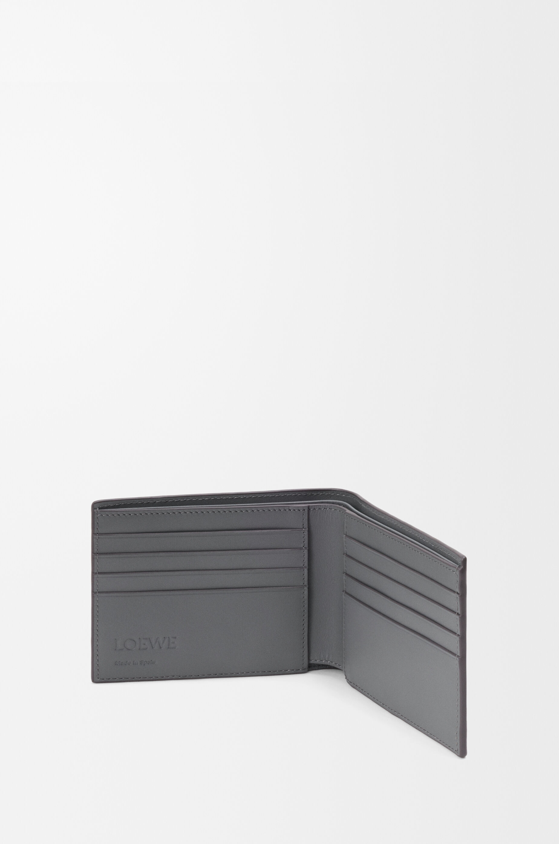 LOEWE Puzzle bifold wallet in supple grained calfskin Blue Grey