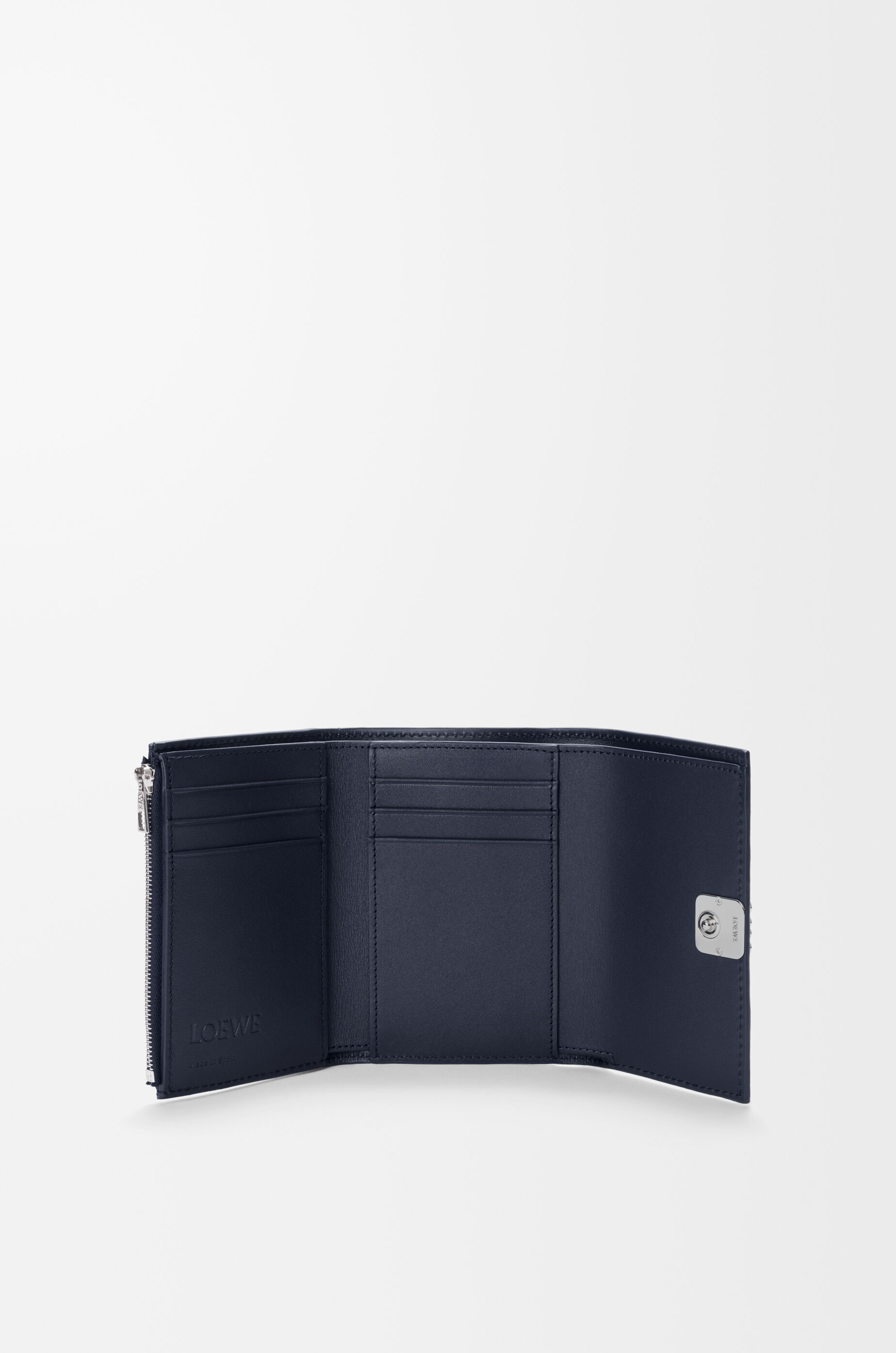 LOEWE Anagram small vertical wallet in pebble grained calfskin Deep Navy