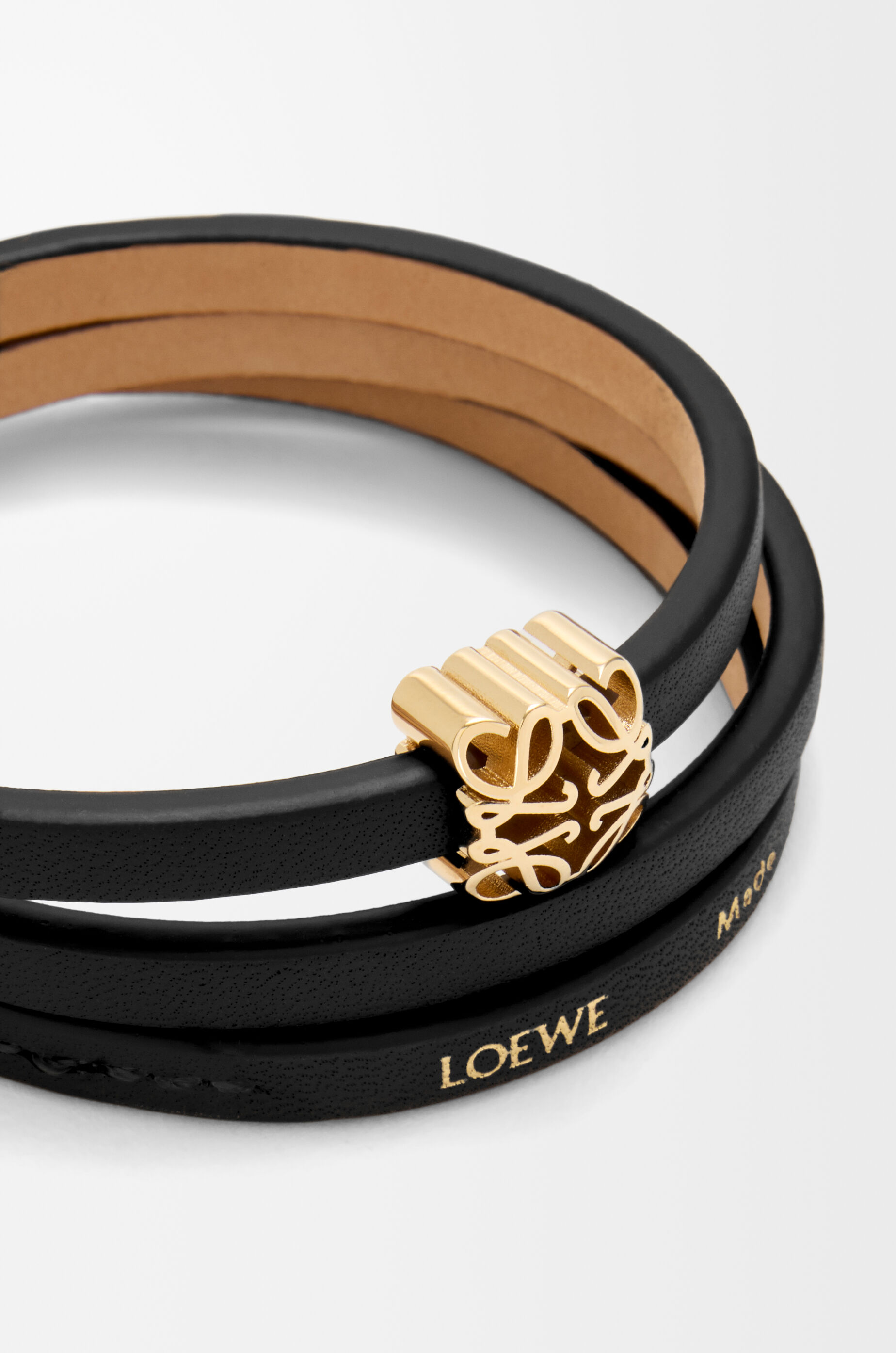 LOEWE Anagram Bombé twist bracelet in calfskin Black