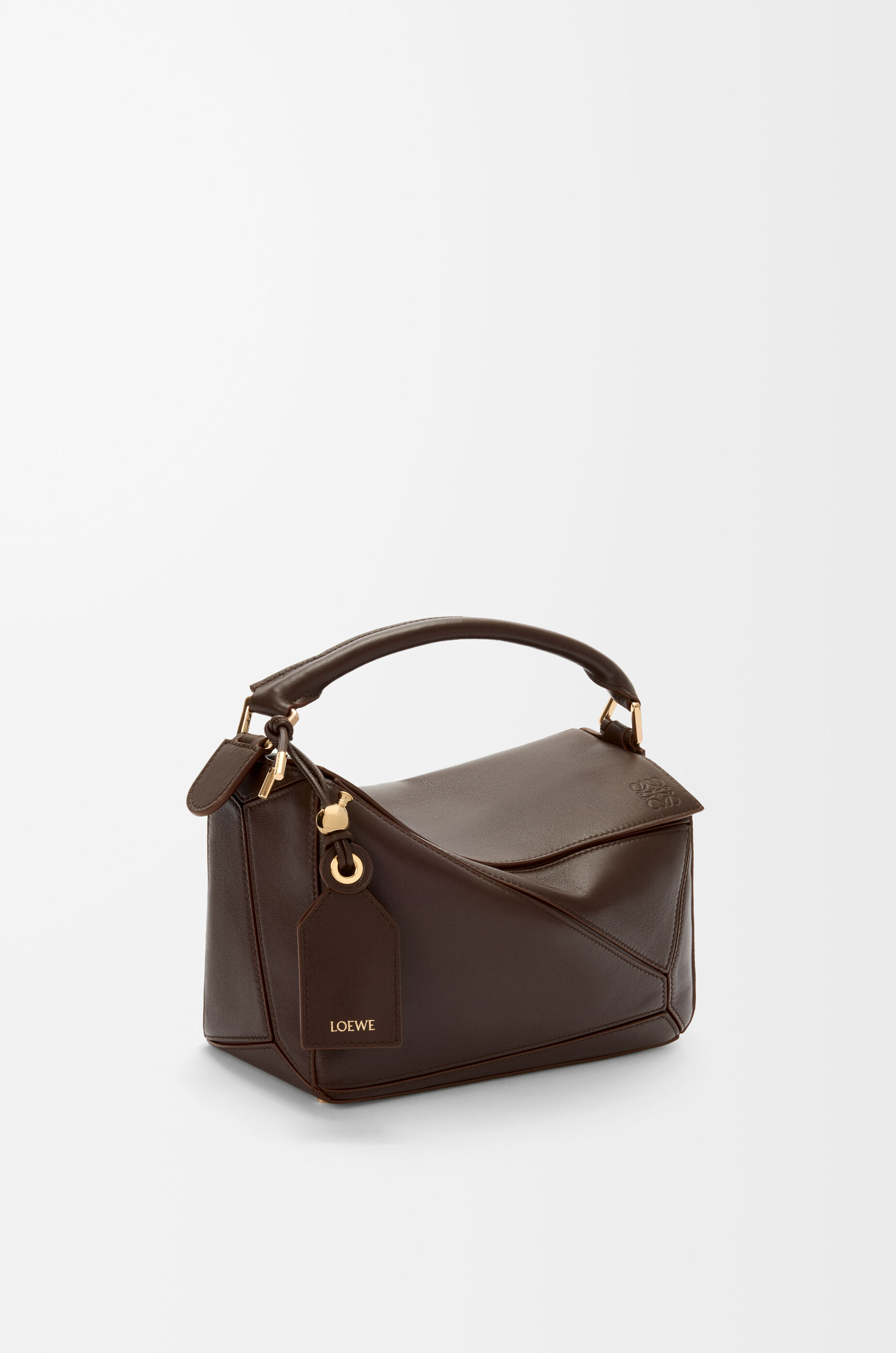 LOEWE Small Featherlight Puzzle bag in nappa lambskin Dark Chestnut
