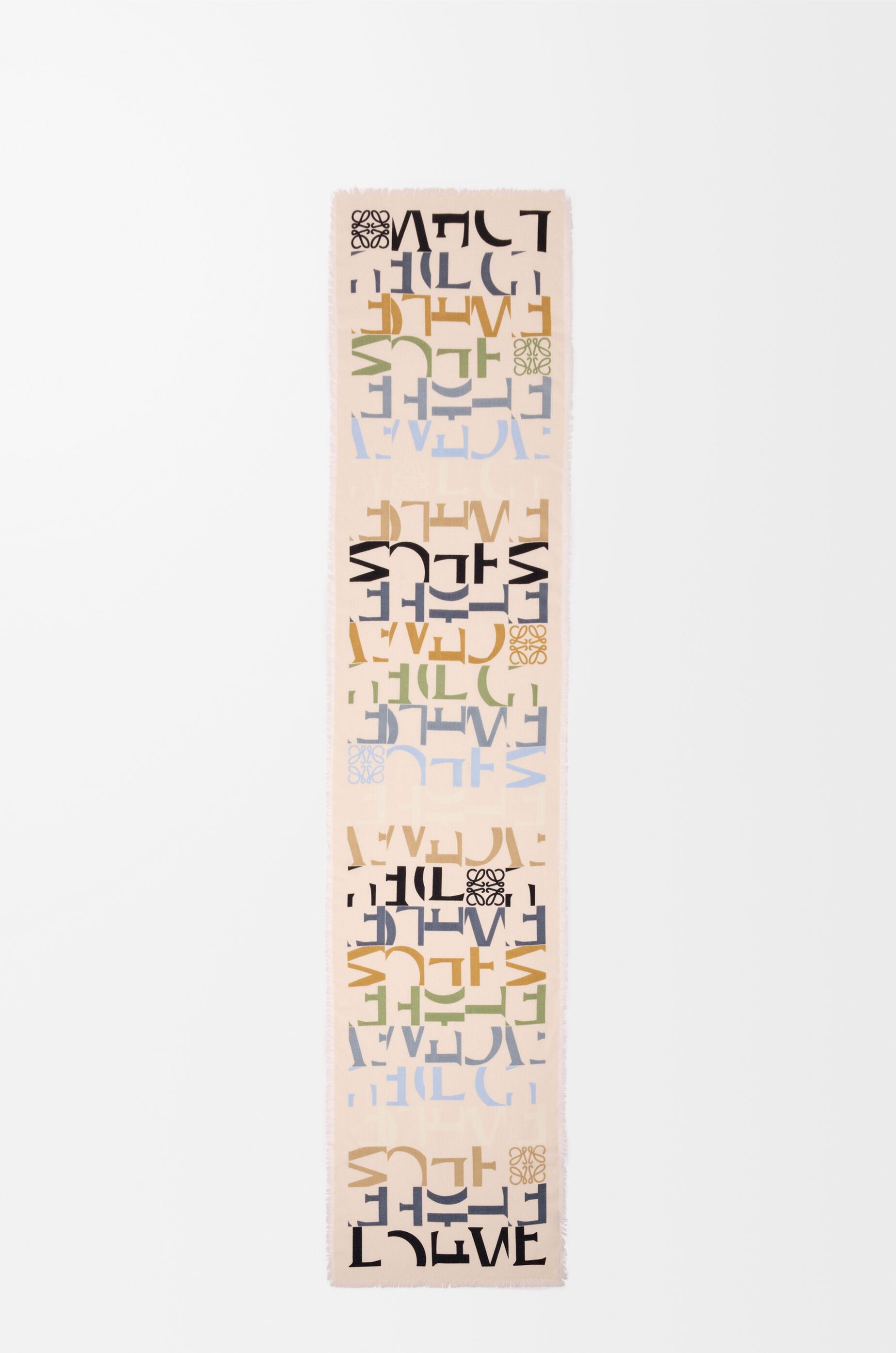 LOEWE Scarf in wool, silk and cashmere blend Multicolor/Caramel 