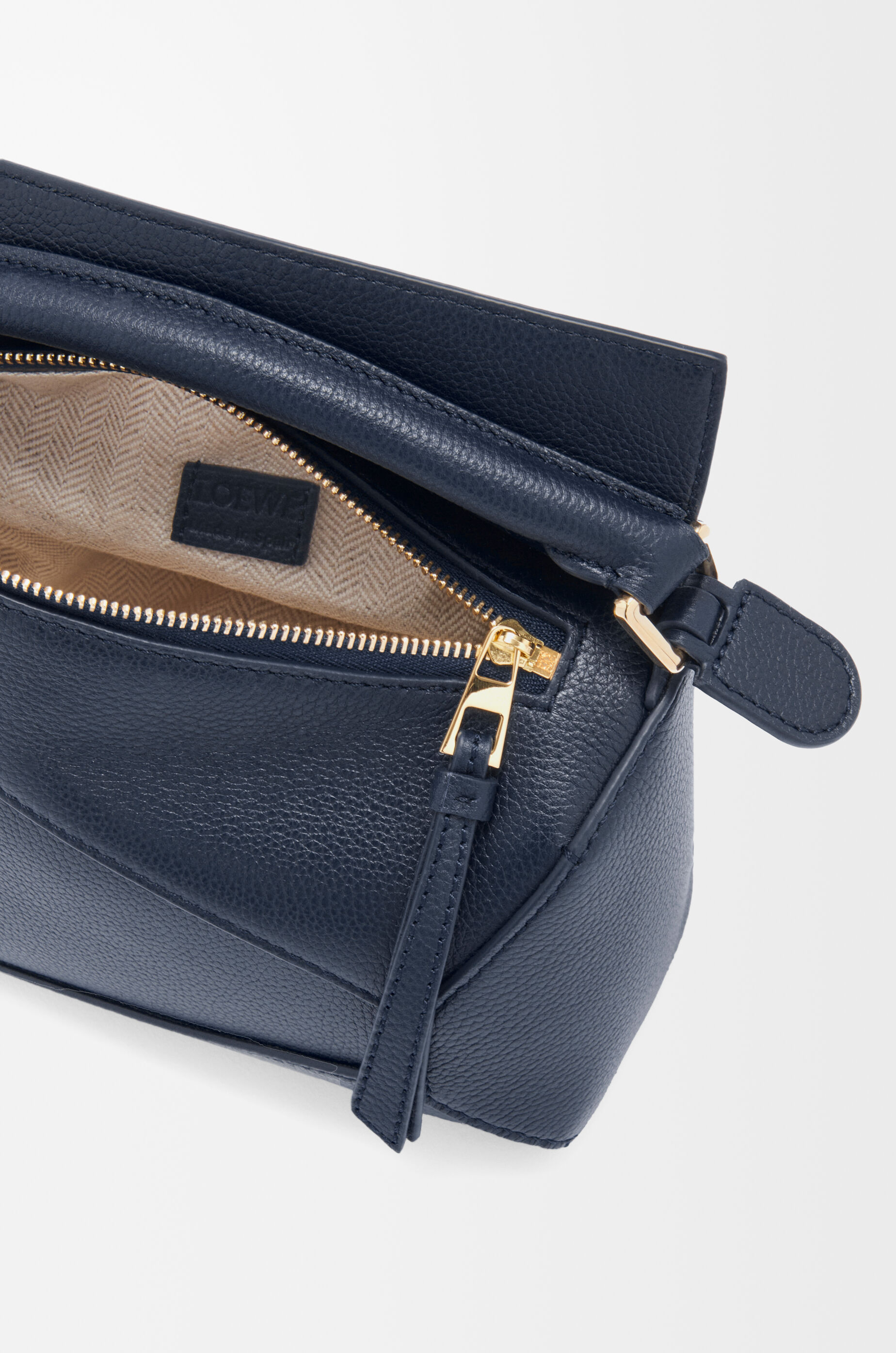 LOEWE Mini Puzzle Edge bag in soft grained calfskin Deep Navy