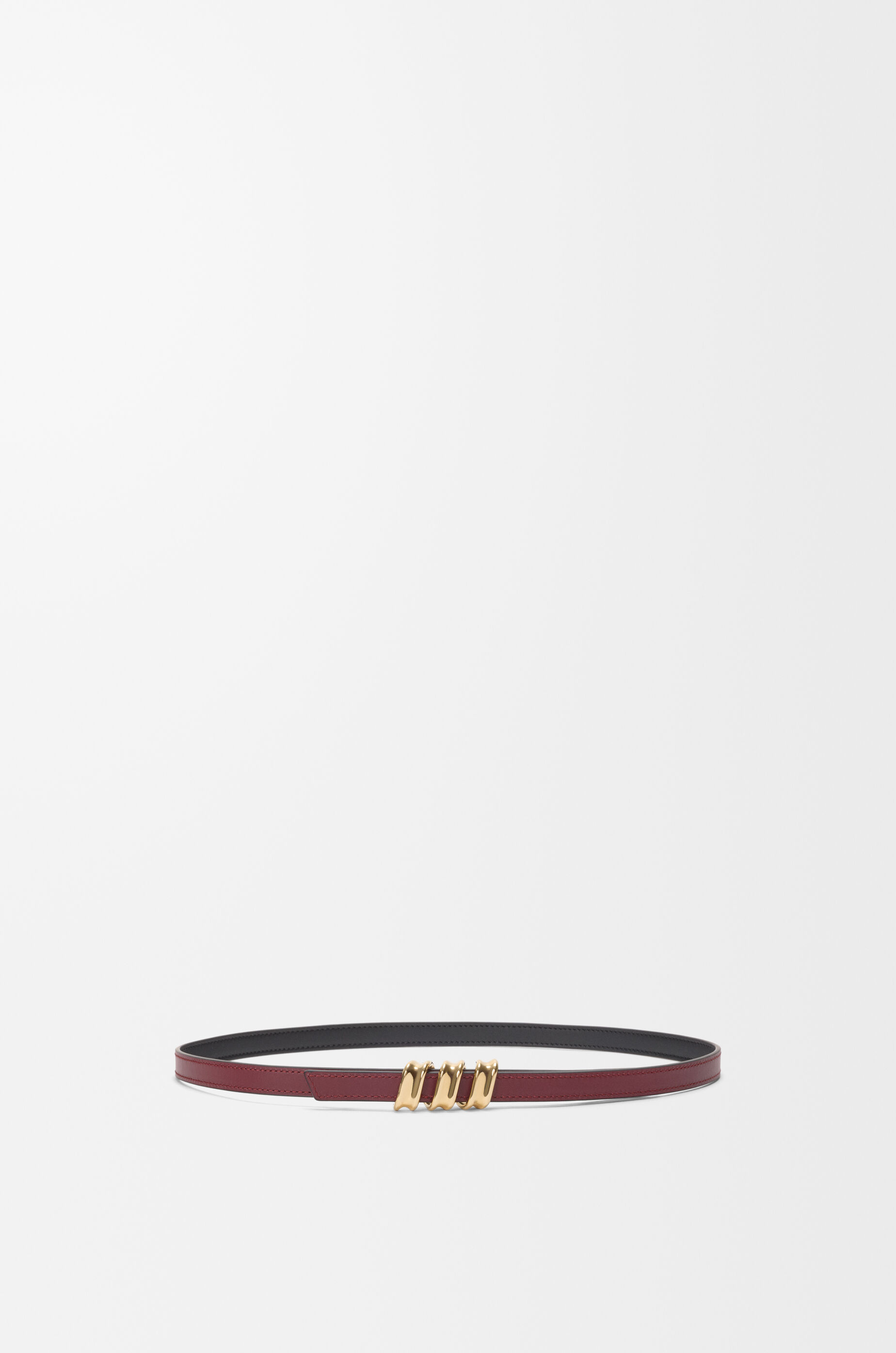 LOEWE Reversible Coil belt in smooth calfskin Black/Pinkish Cooper Red/Gold