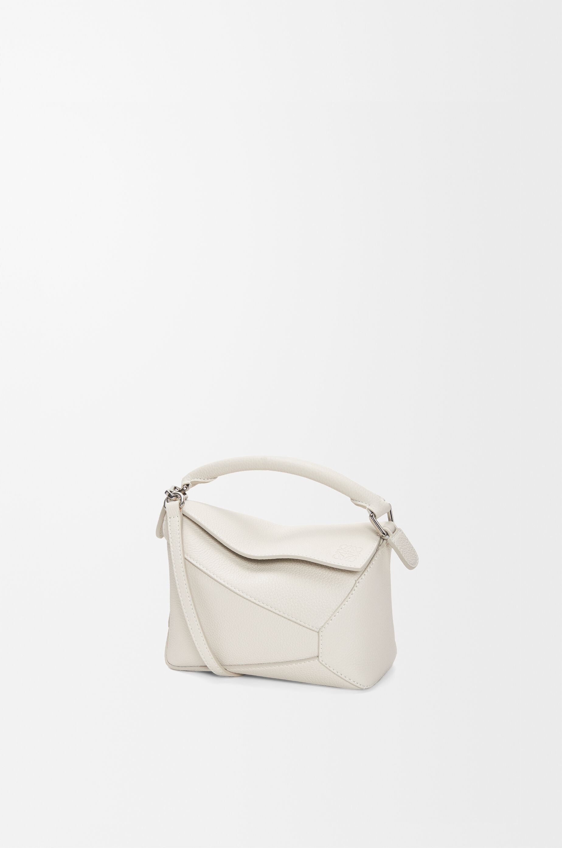 LOEWE Mini Puzzle Edge bag in soft grained calfskin Light Ghost